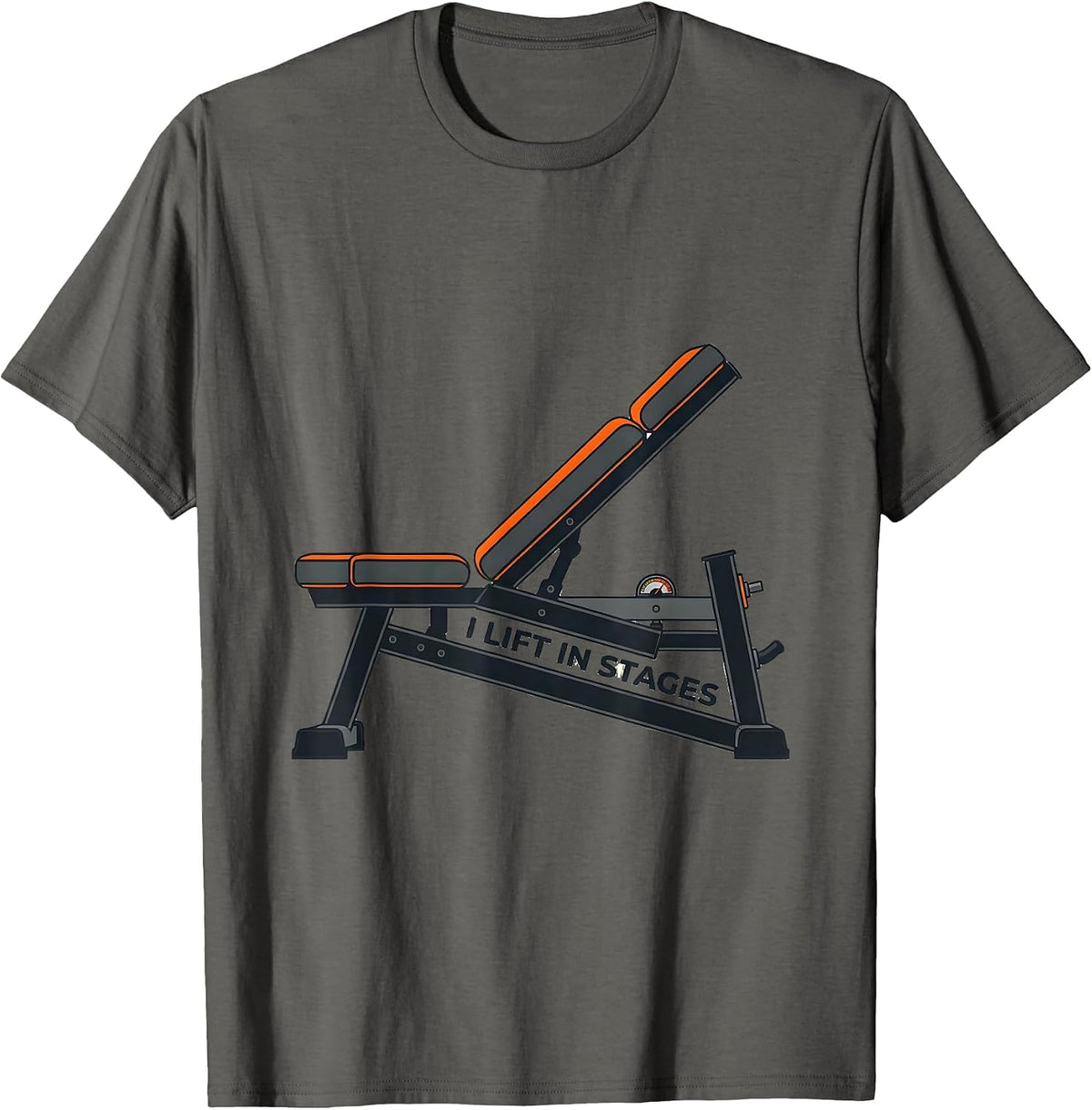 I Lift In Stages Funny Gym Workout Weightlifting Humor T-Shirt - Asphalt Grey