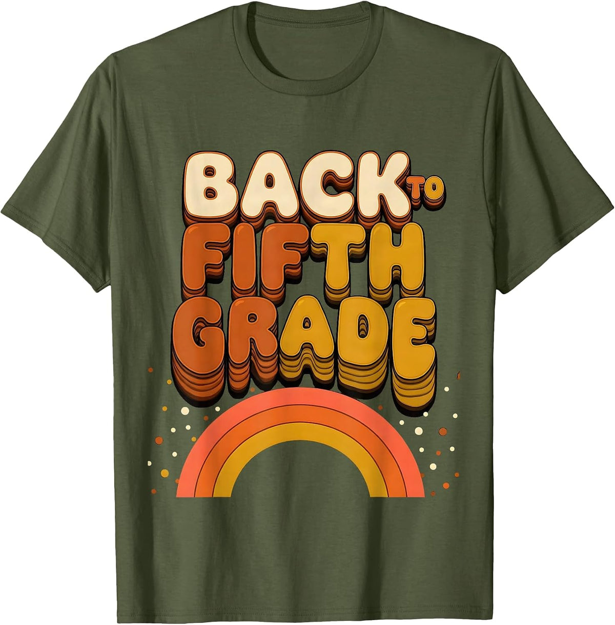 Men's Back To Fifth Grade Retro Groovy Fifth Grade Teacher Student T-Shirt - Olive Green