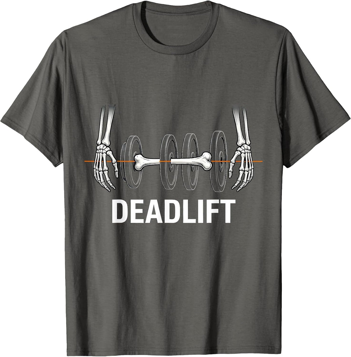 Deadlift Funny Halloween Skeleton Weight Lifting Workout T-Shirt - Asphalt Grey