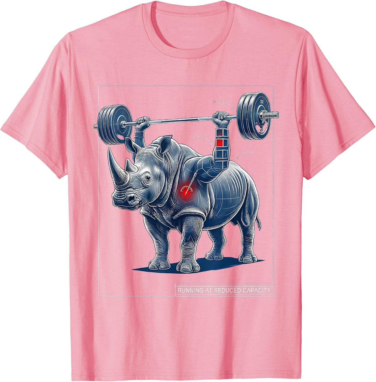 Men's Running At Reduced Capacity Technical Blueprint Funny Gym T-Shirt - Pink
