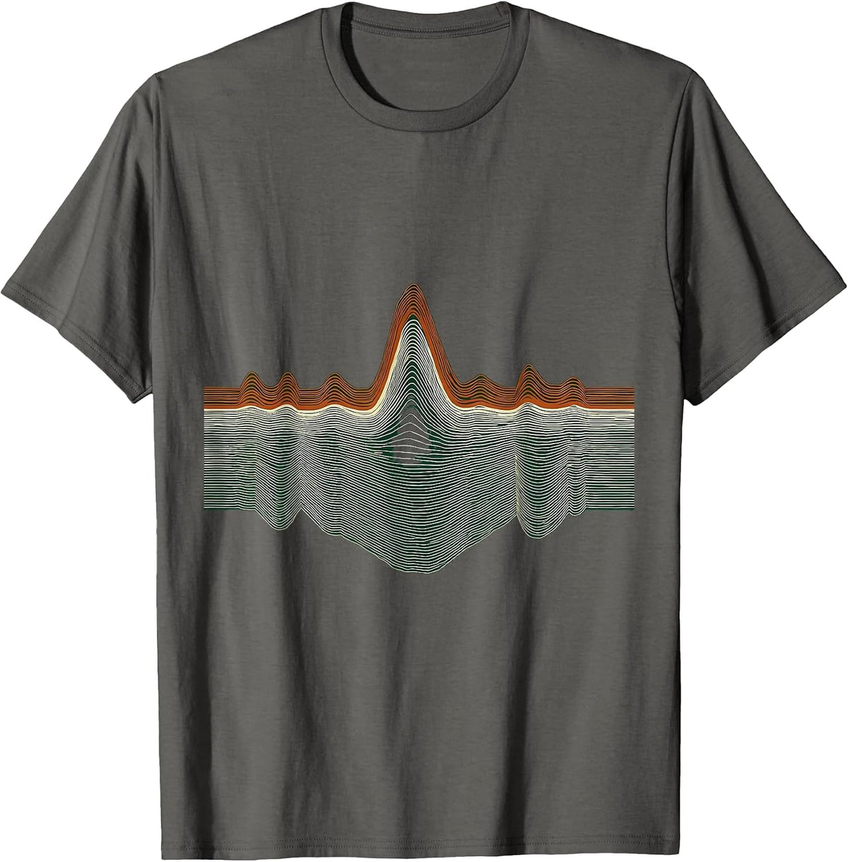 Pulse Band Topographic Contour Line Occupation Humor T-Shirt - Asphalt Grey