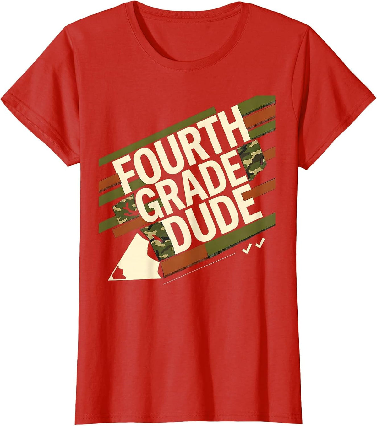 Fourth Grade Dude Camo Back To School Boys Teacher T-Shirt - Red