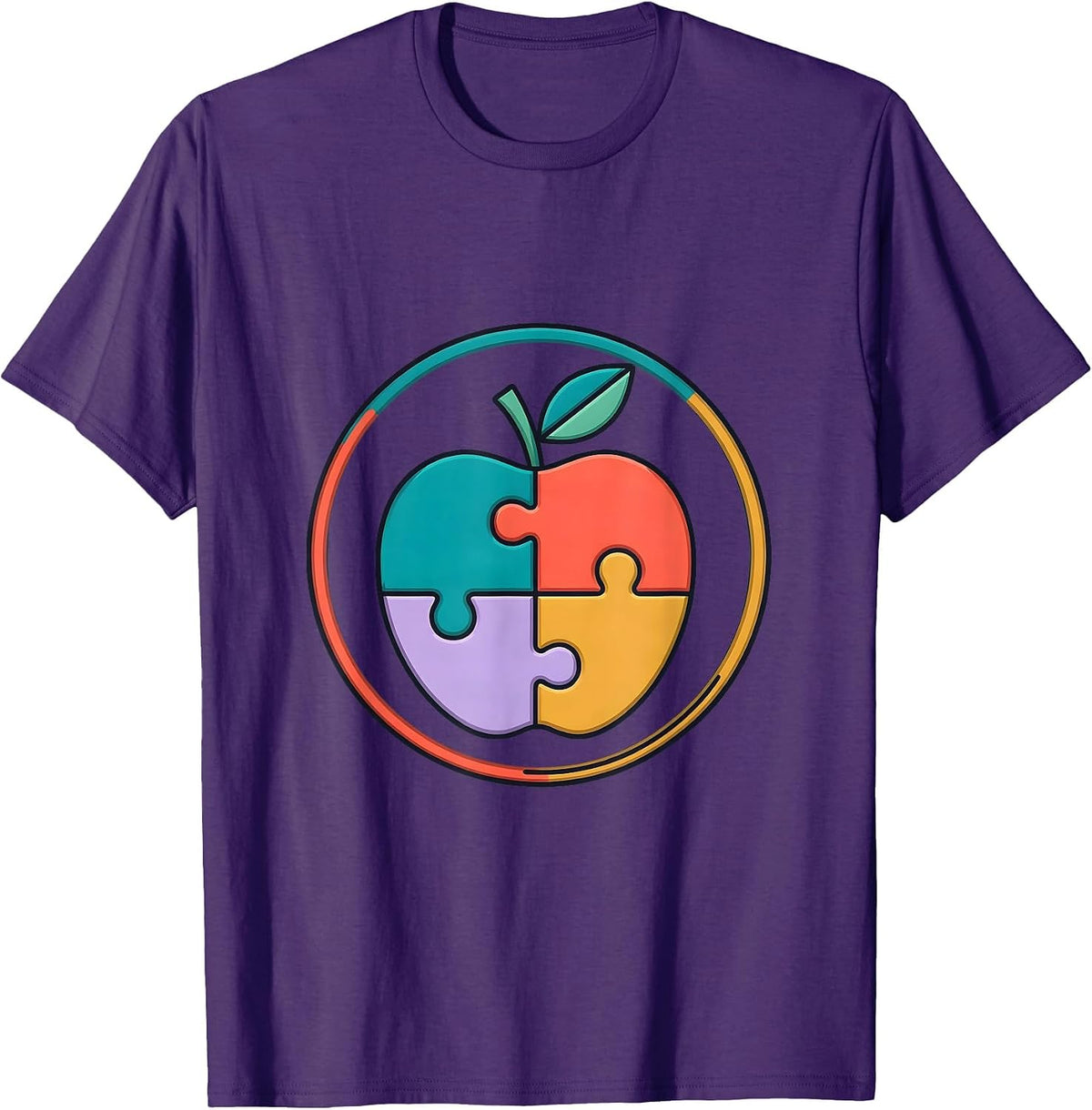 Paraprofessional Puzzle Apple Graphic Design T-Shirt - Purple