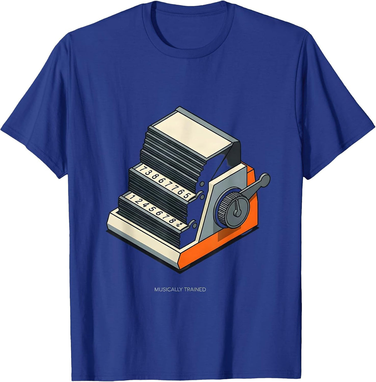 Musically Trained Retro Mechanical Analog Calculator T-Shirt - Royal Blue