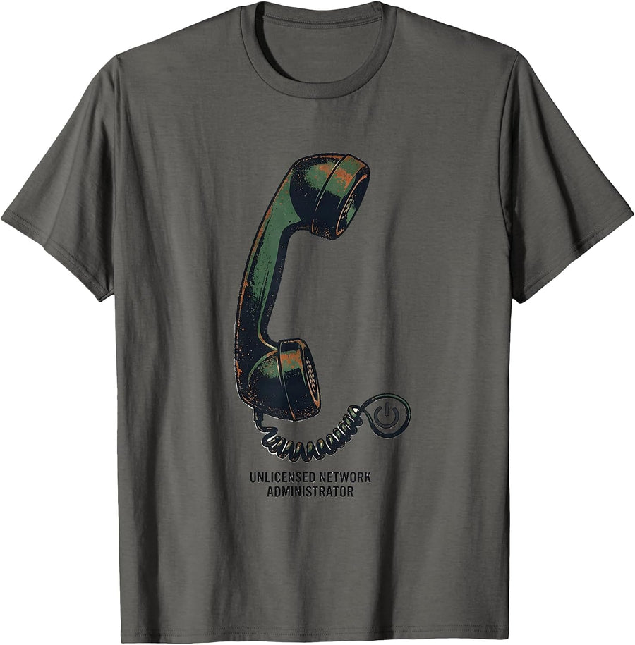 Unlicensed Network Administrator Vintage IT Tech Support T-Shirt - Asphalt Grey