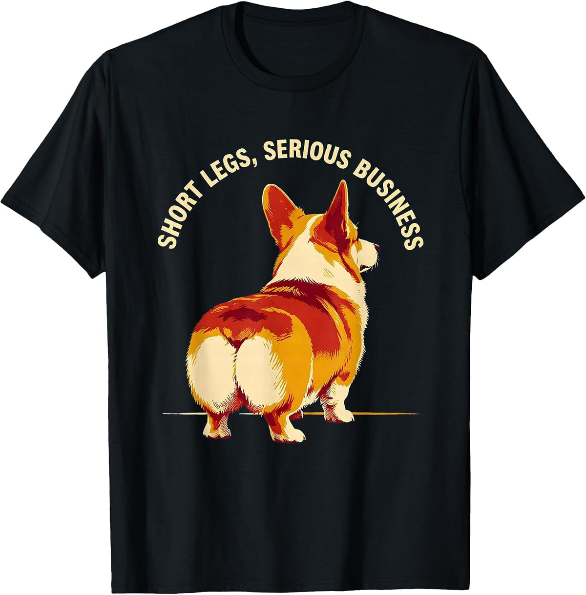 Men's Short Legs Serious Business Funny Corgi Dog Lover Humor T-Shirt - Black