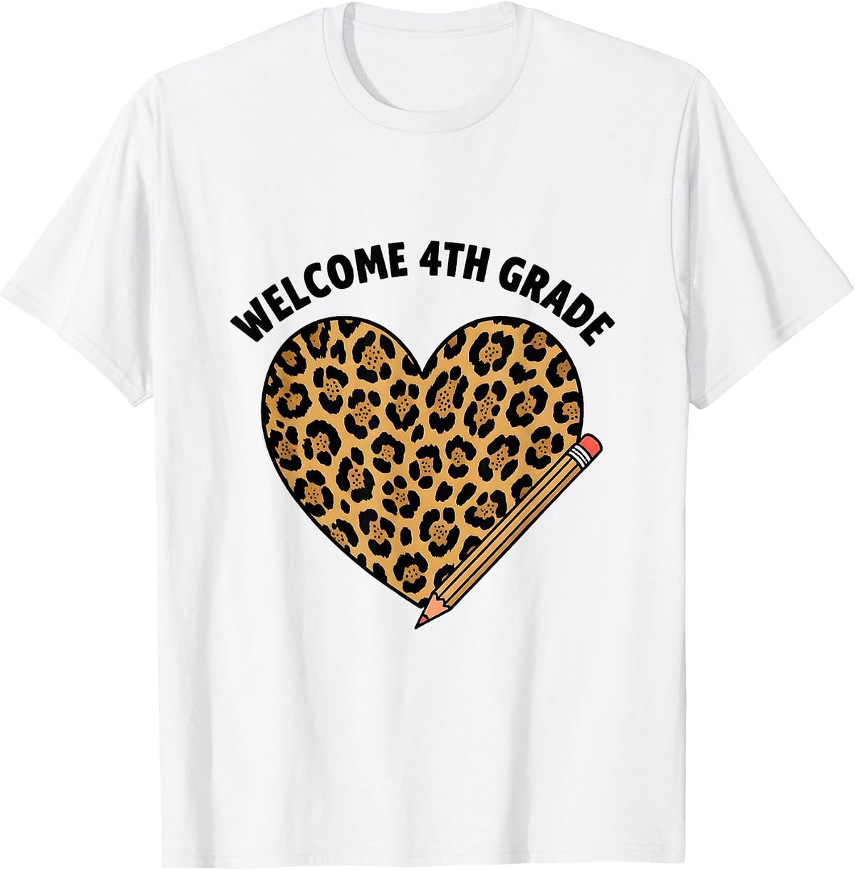 Men's Welcome 4th Grade Leopard Print Back To School Girls Teacher T-Shirt - White