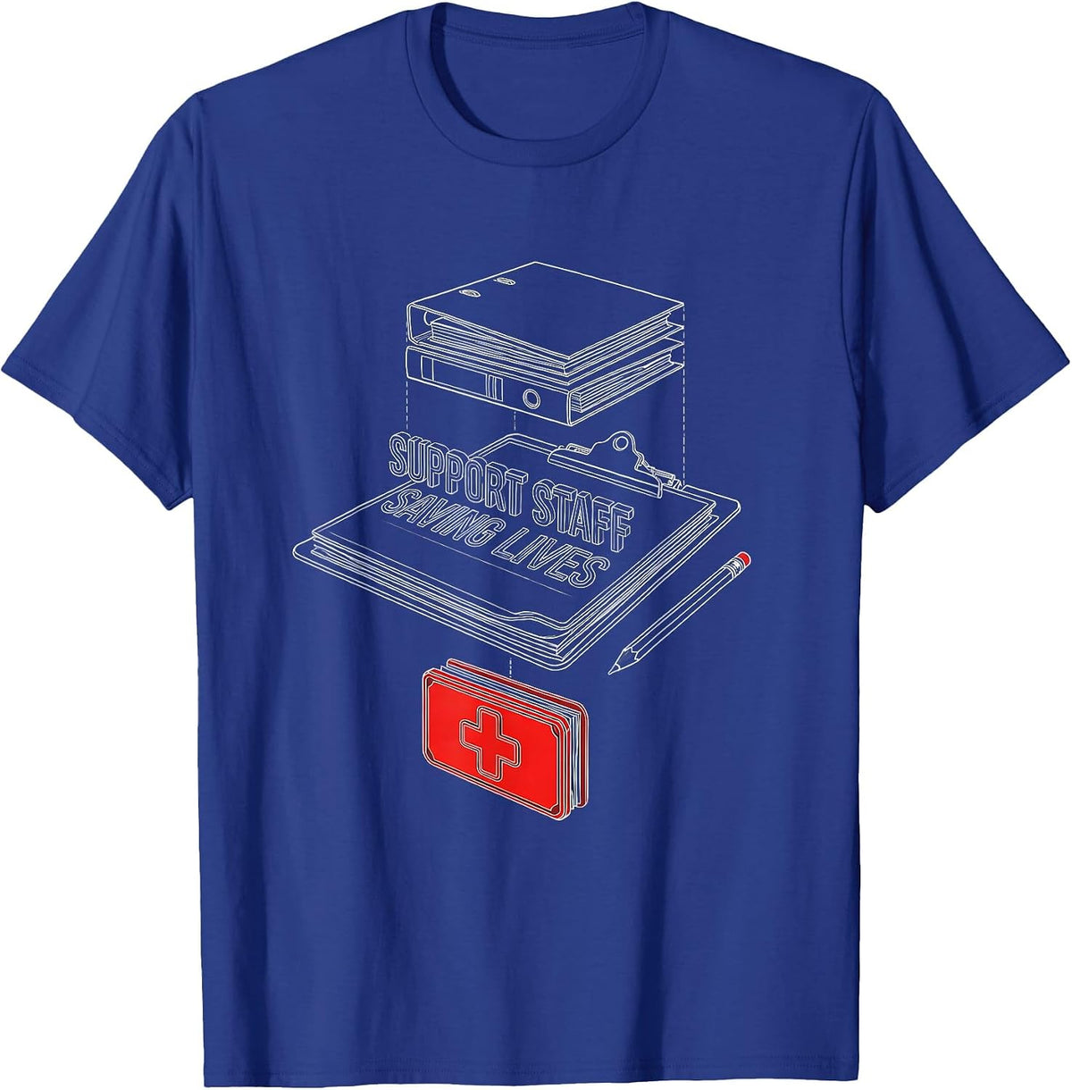 Support Staff Saving Lives Paraprofessional Design T-Shirt - Royal Blue