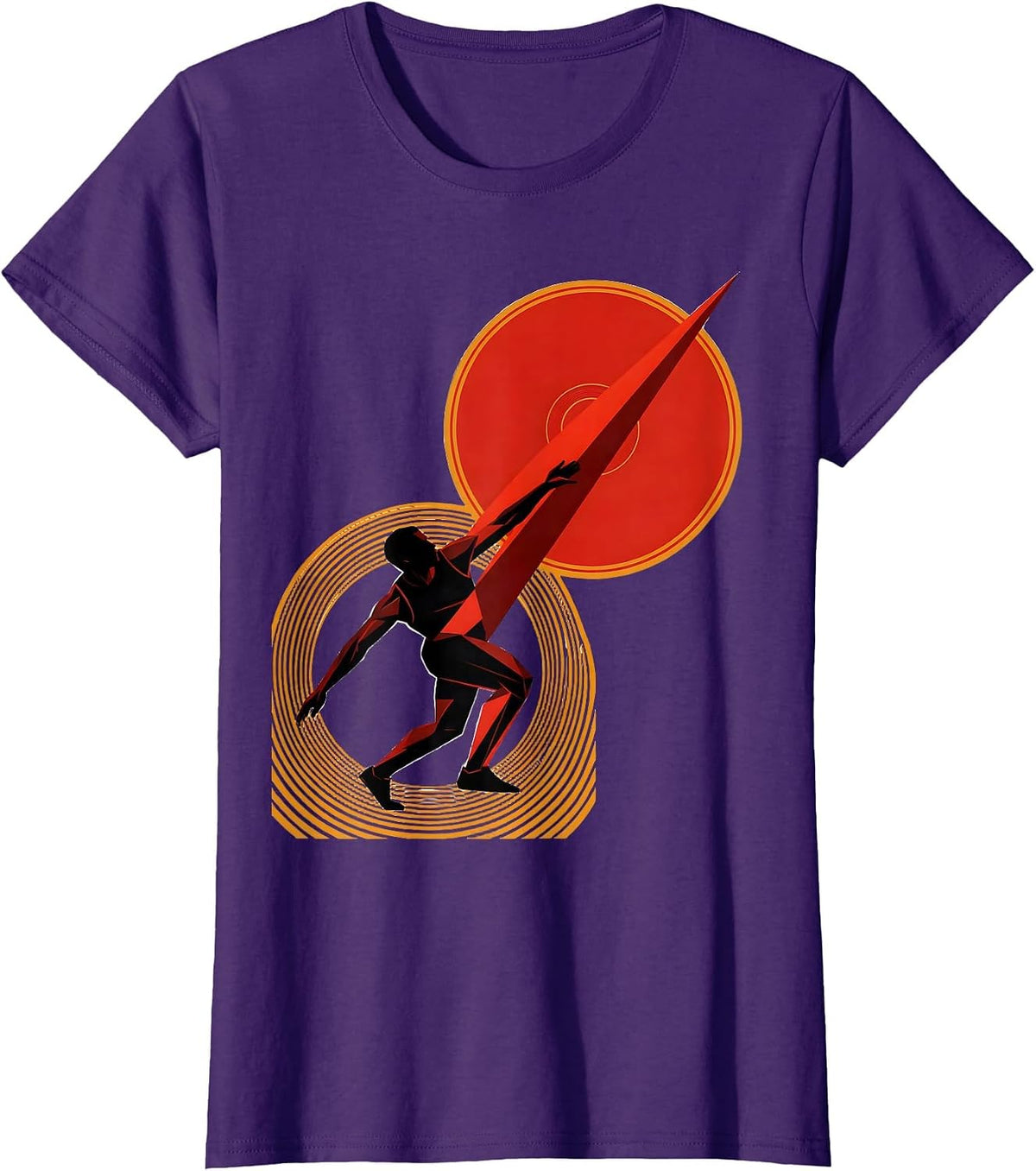 Women's Angular Discus Thrower Constructivist Poster Athlete Humor T-Shirt - Purple