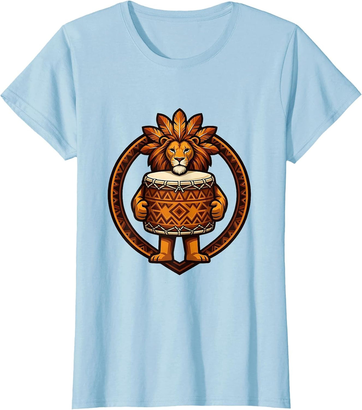 Isibindi House Tribal Drum Graphic T-Shirt - Baby Blue