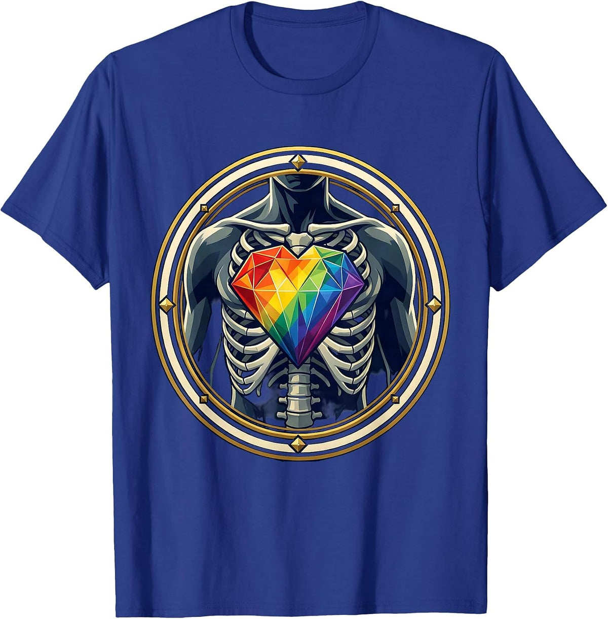 Men's Glowing Geometric Heart Pride Illustration T-Shirt - Royal Blue