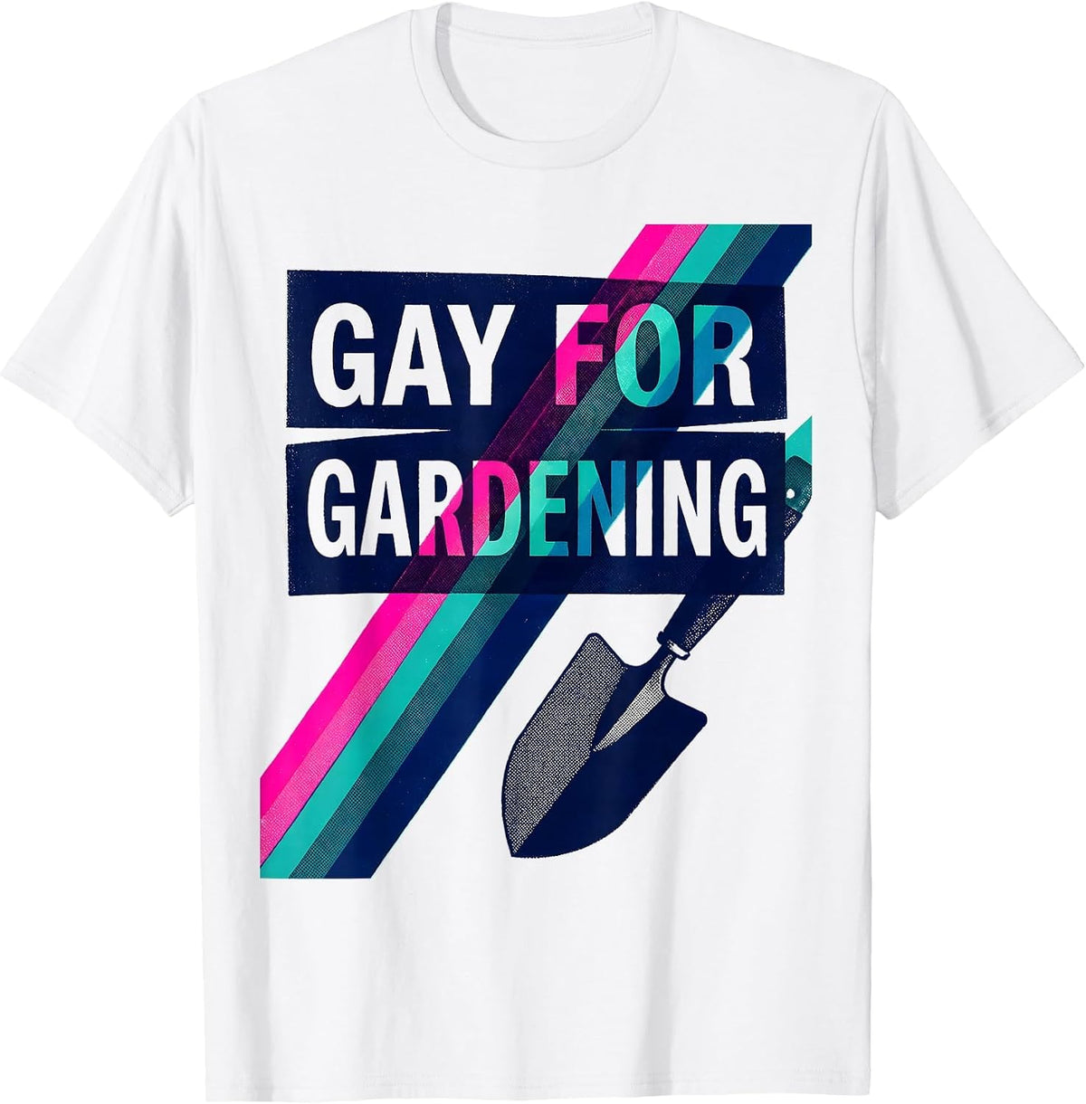 Men's Gay For Gardening Risograph LGBTQ Pride Humour T-Shirt - White