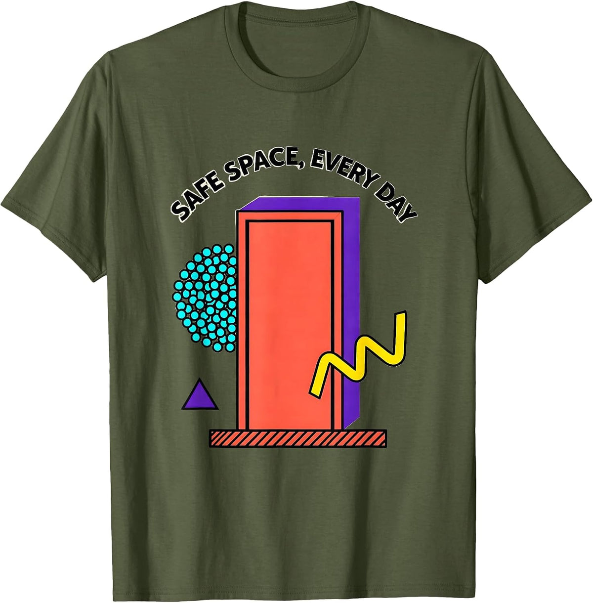 Safe Space Every Day School Counselor Design T-Shirt - Olive Green