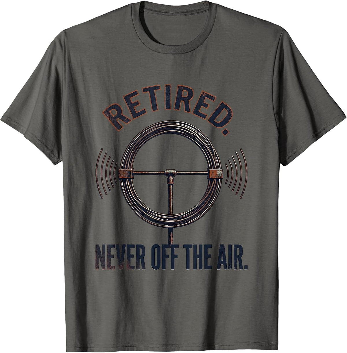 Men's Retired Never Off The Air Vintage Ham Radio Operator Hobby T-Shirt - Asphalt Grey