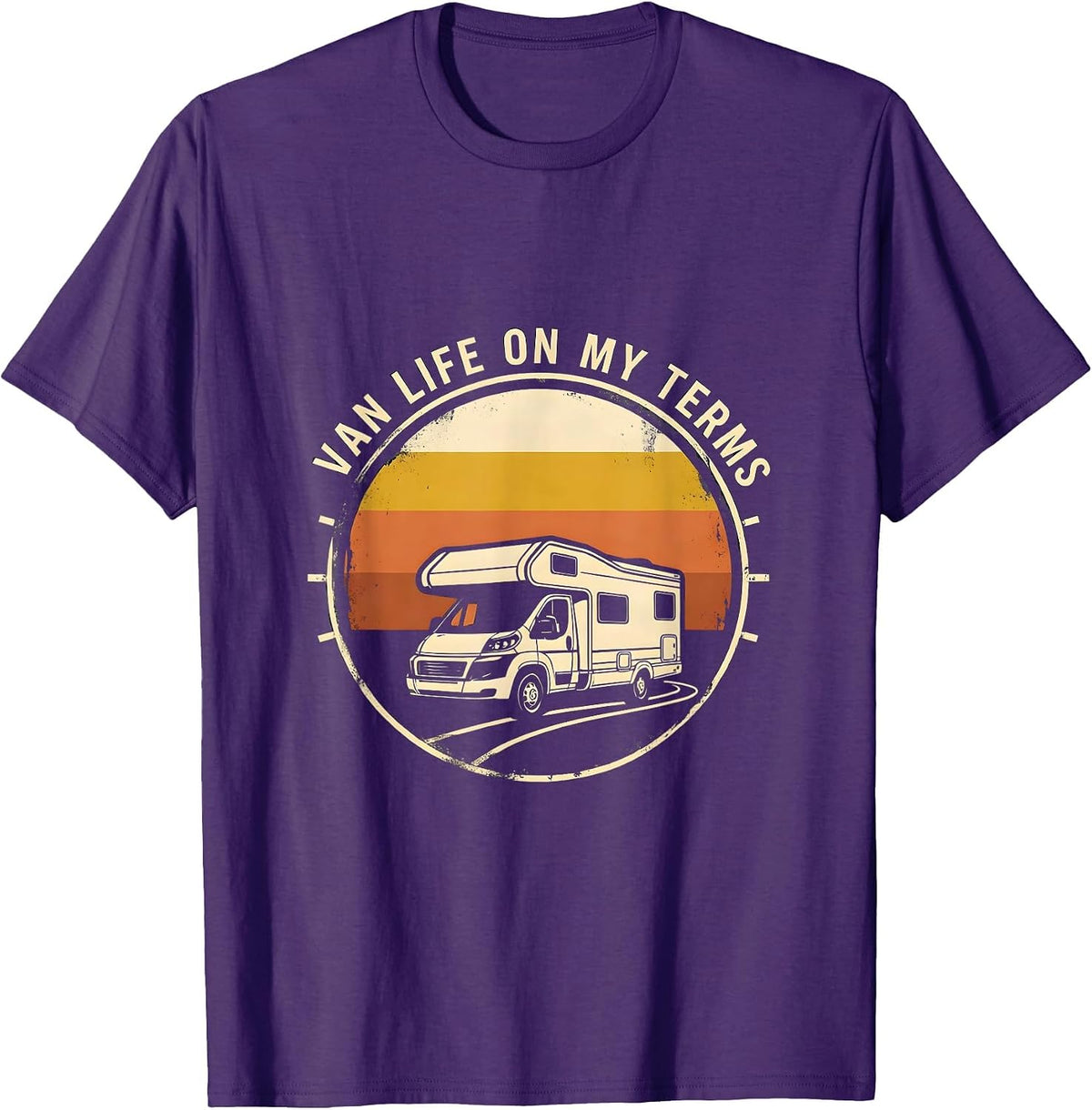 Men's Van Life On My Terms Retro Vintage Van Dwellers Nomad Pride T-Shirt - Purple