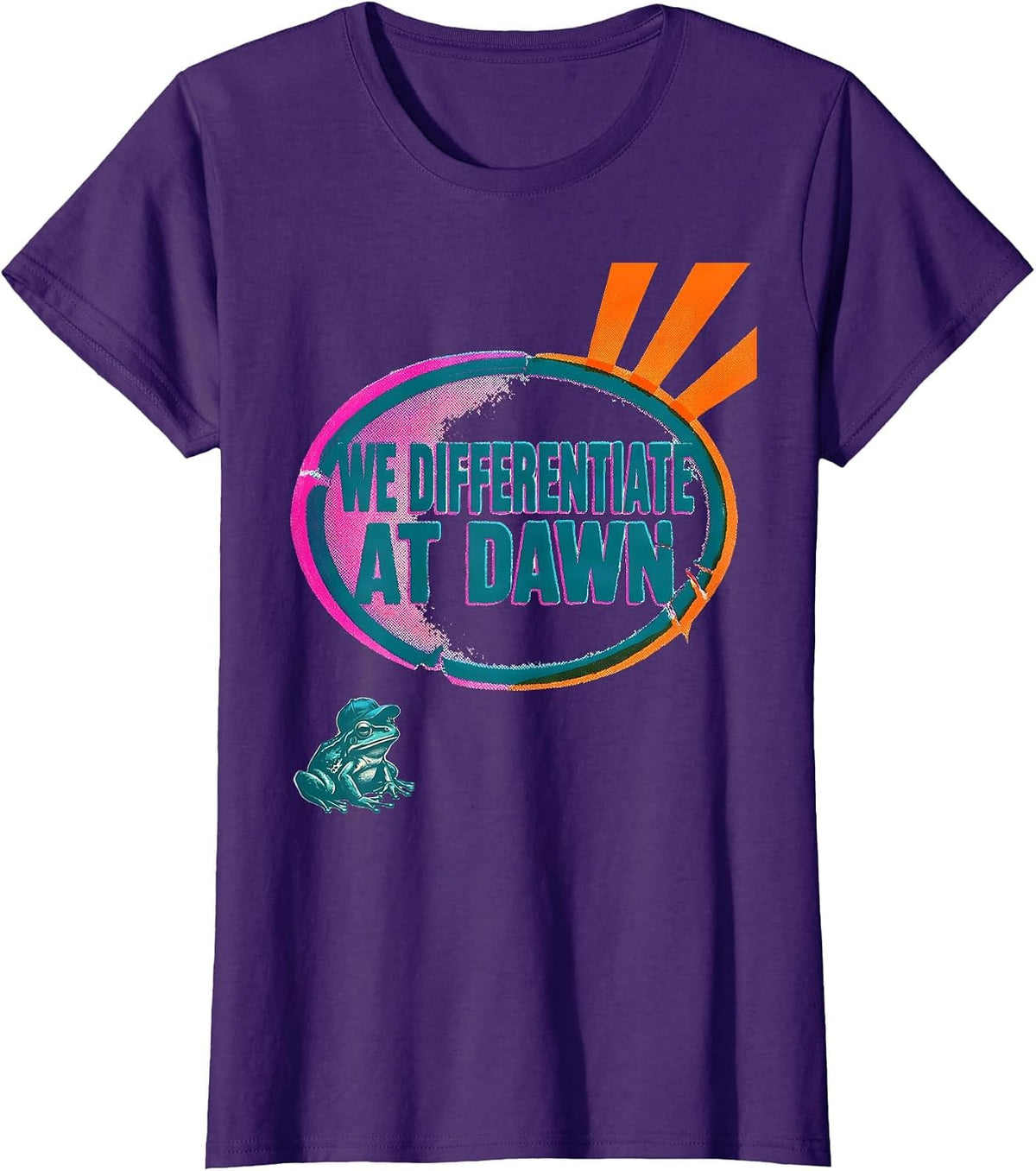 Women's We Differentiate At Dawn Funny Teacher Frog Back to School T-Shirt - Purple