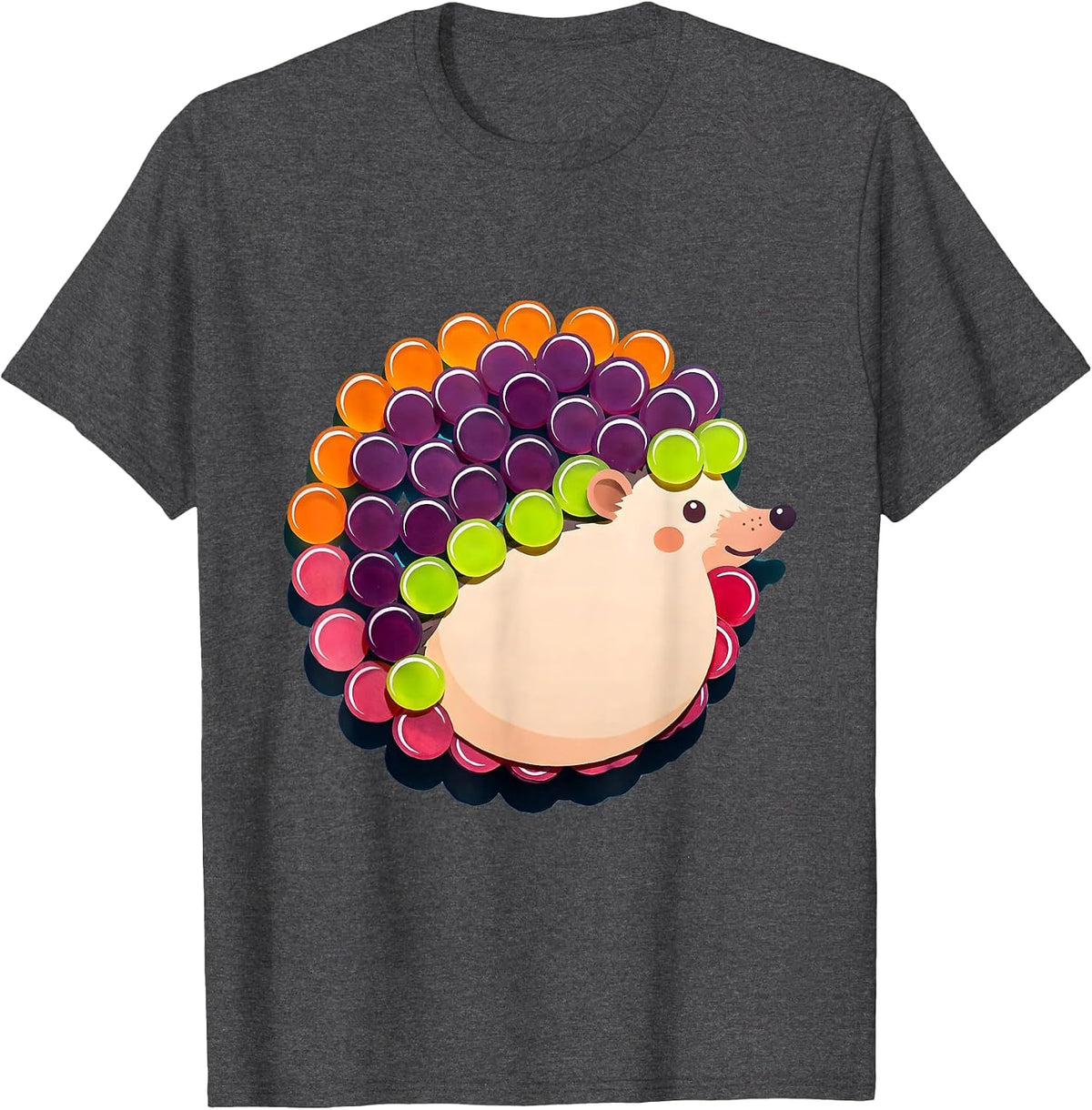 Men's Polka Dot Hedgehog Curled Up Kids Design T-Shirt - Dark Heather Grey