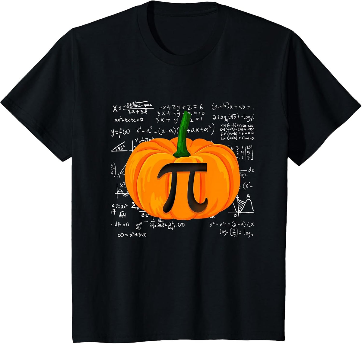 Pumpkin Pie Math Funny Halloween Thanksgiving Pi Day T-Shirt - Black