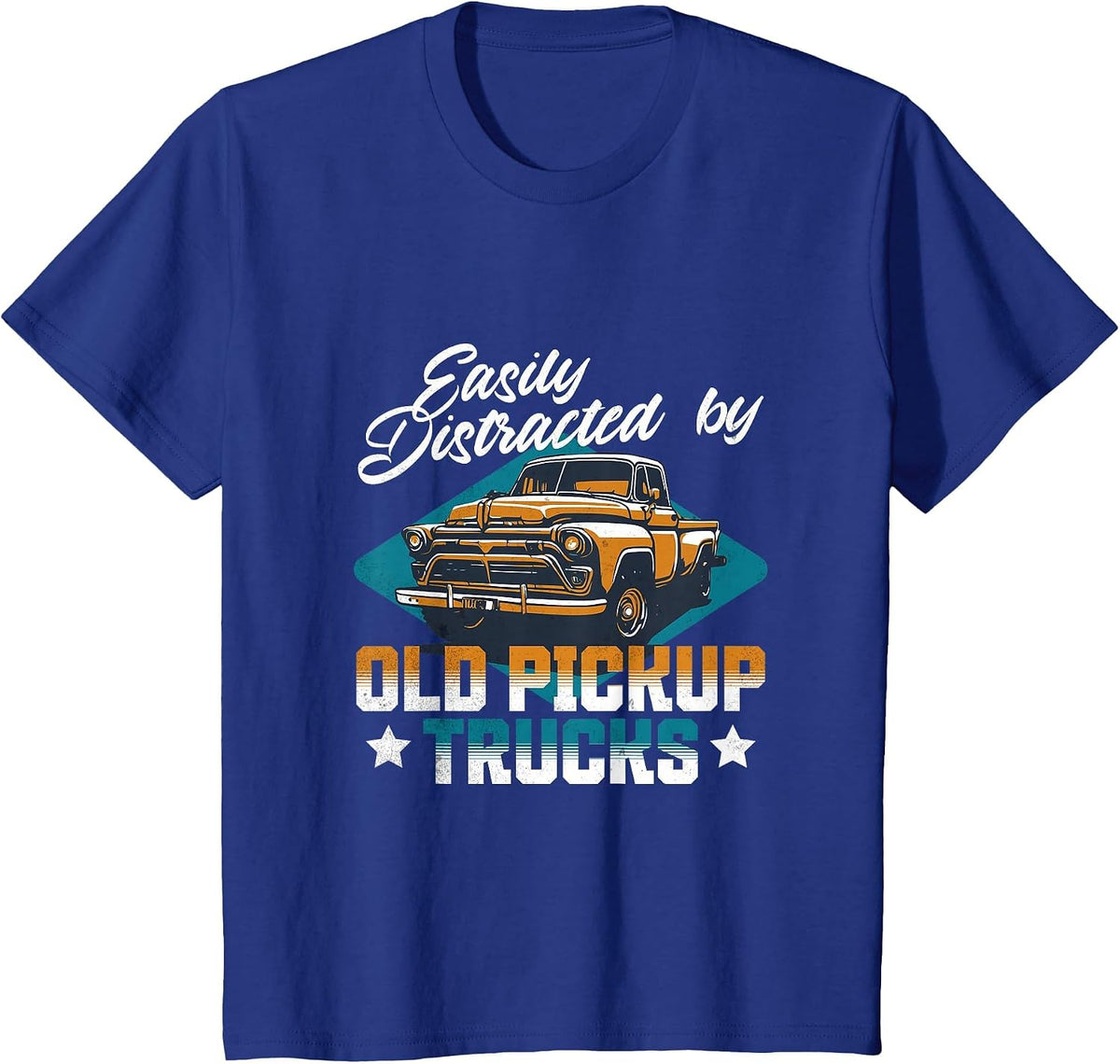 Easily Distracted By Old Pickup Trucks Funny Car Guy Men T-Shirt - Royal Blue
