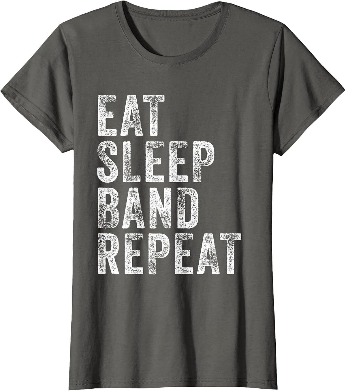 Eat Sleep Band Repeat Marching Director Funny Vintage Retro T-Shirt - Asphalt Grey