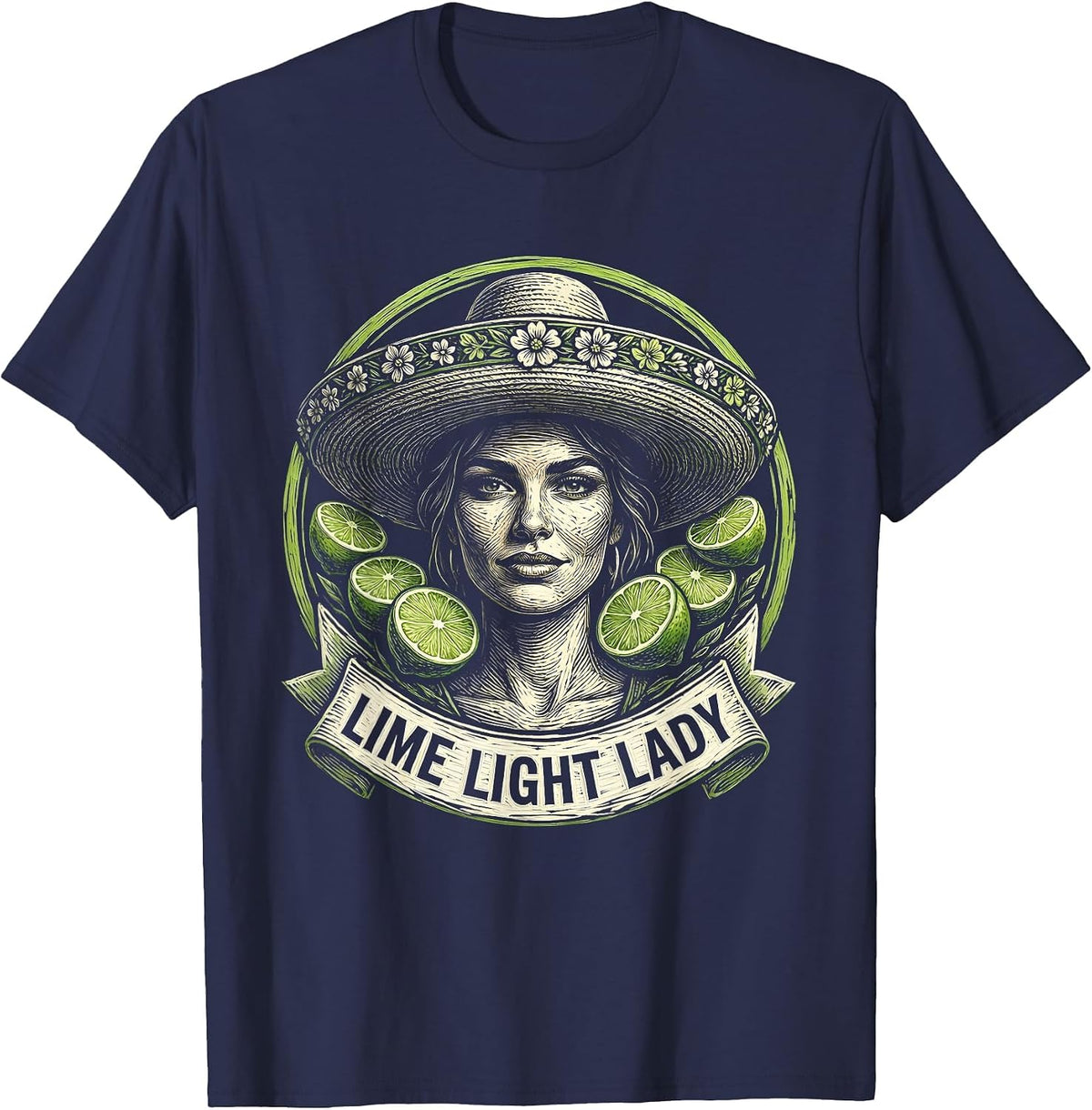 Lime Light Lady Cinco de Mayo Women Design T-Shirt - Navy Blue