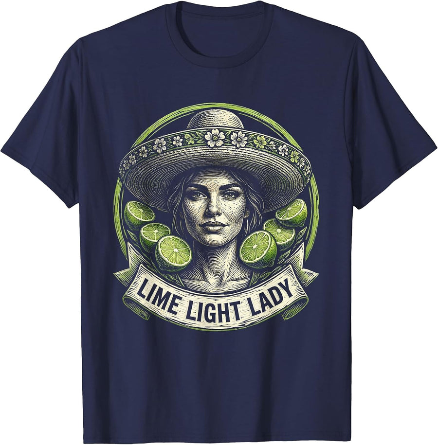 Lime Light Lady Cinco de Mayo Women Design T-Shirt - Navy Blue