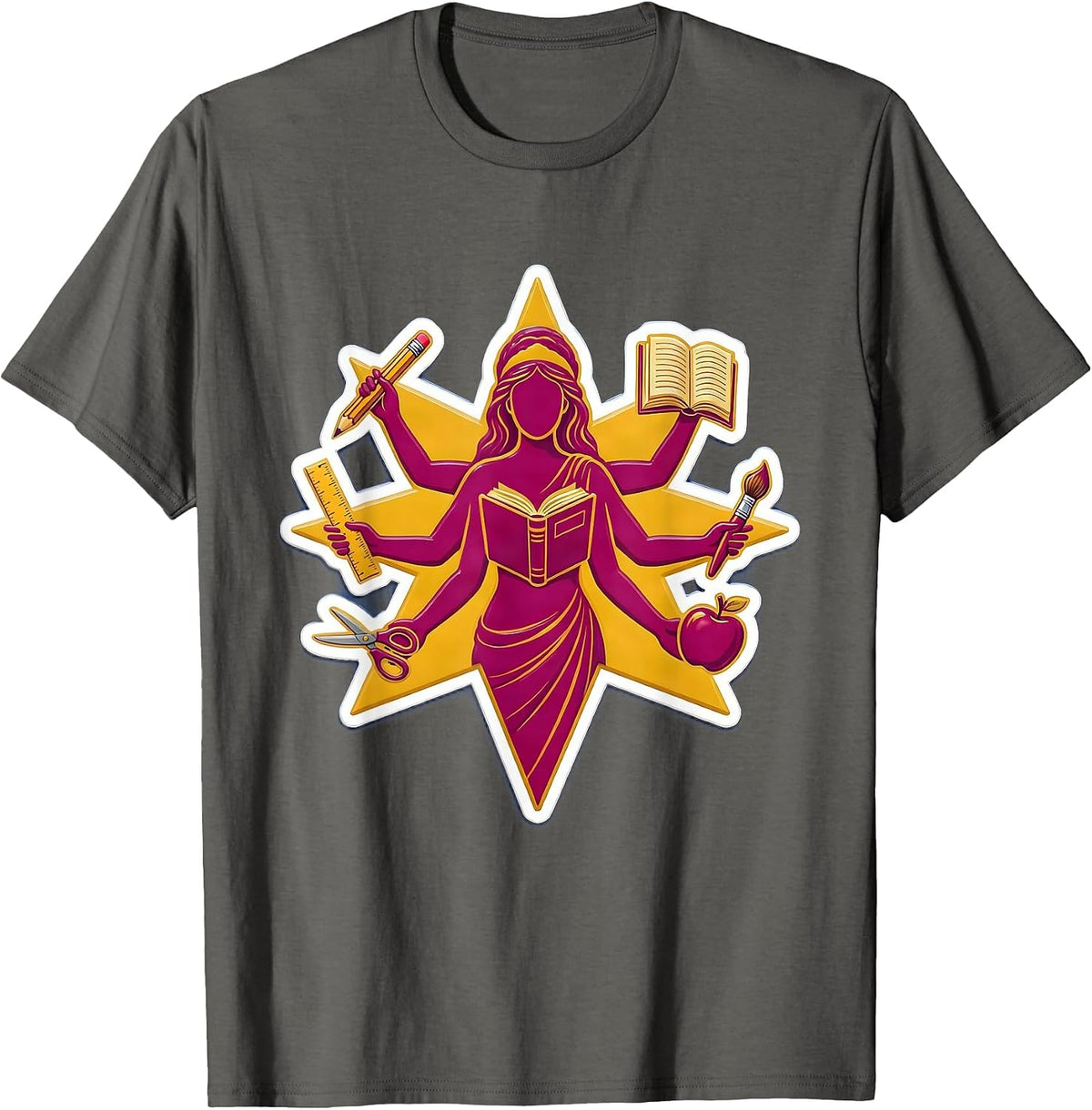 Men's Paraprofessional Multi-Arm School Tools Graphic T-Shirt - Asphalt Grey