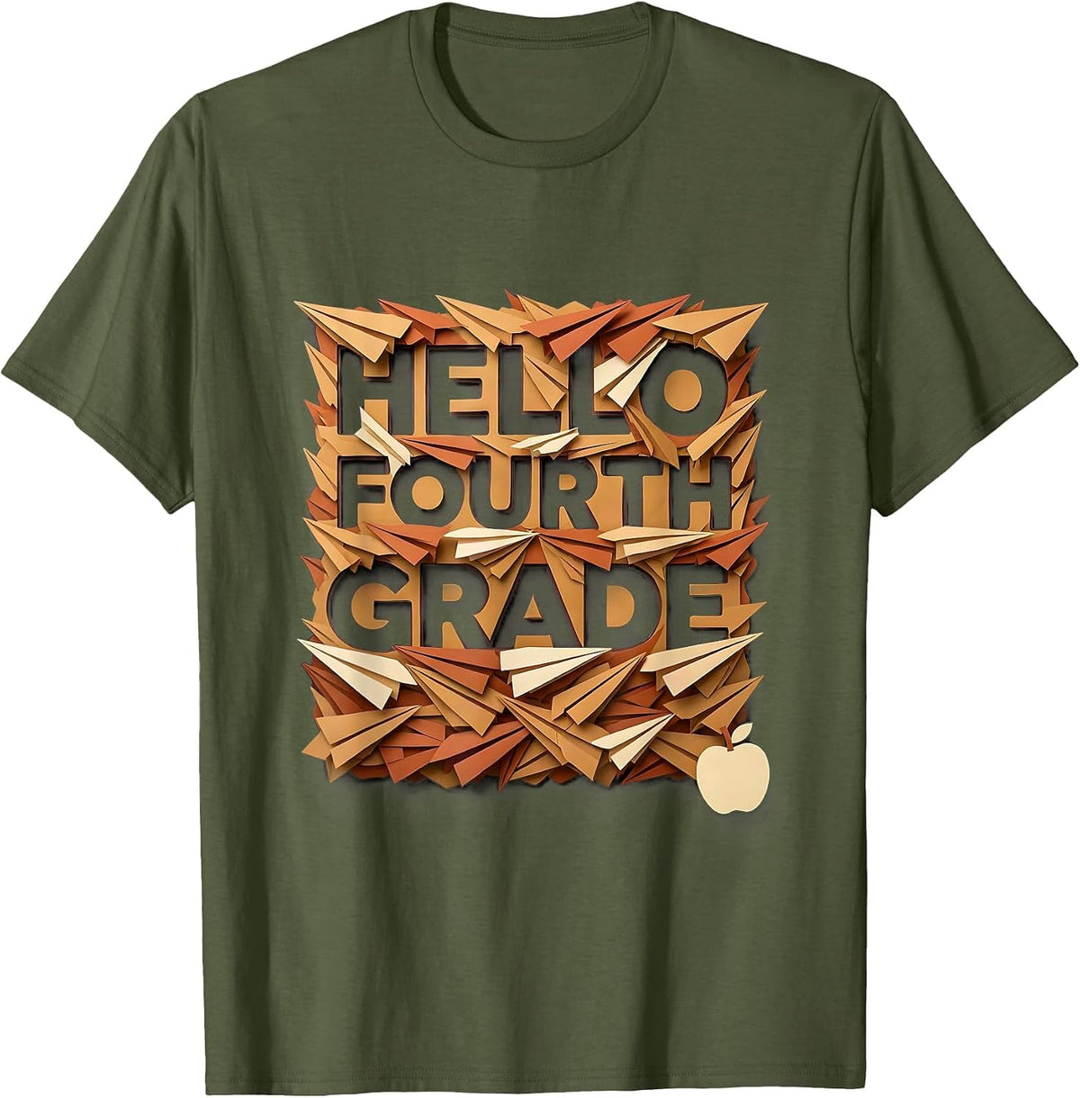 Hello Fourth Grade Leopard Teacher Back To School T-Shirt - Olive Green