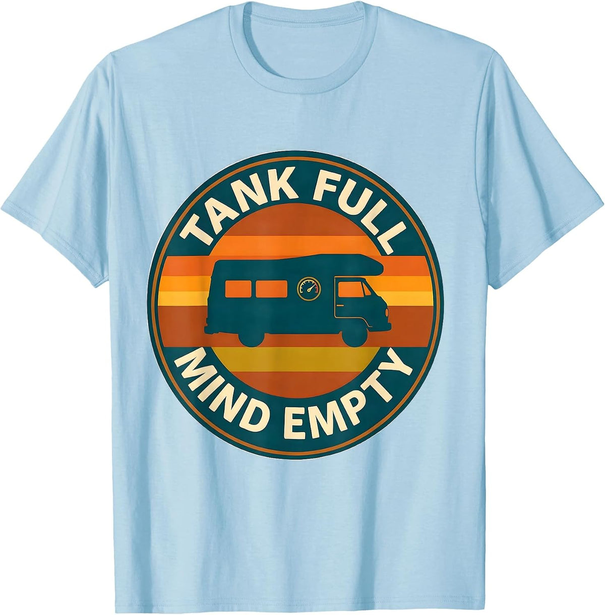 Men's Tank Full Mind Empty Retro Van Life Nomads Van Dwellers T-Shirt - Baby Blue