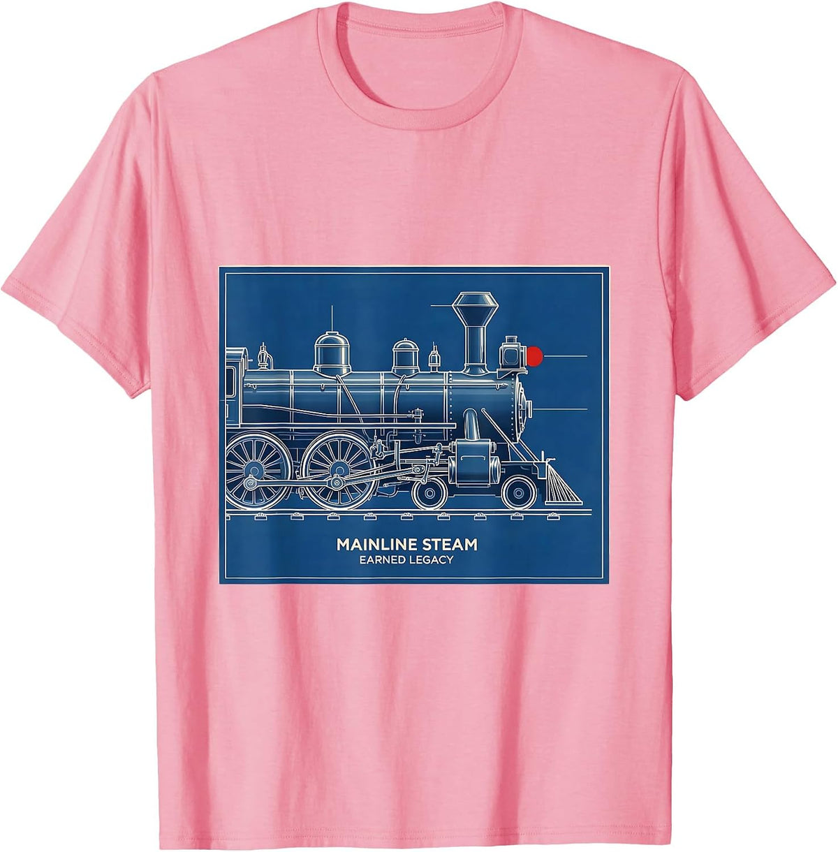 Mainline Steam Earned Legacy Vintage Steam Locomotive T-Shirt, Men, Pink, 3X-Large - As Pictured