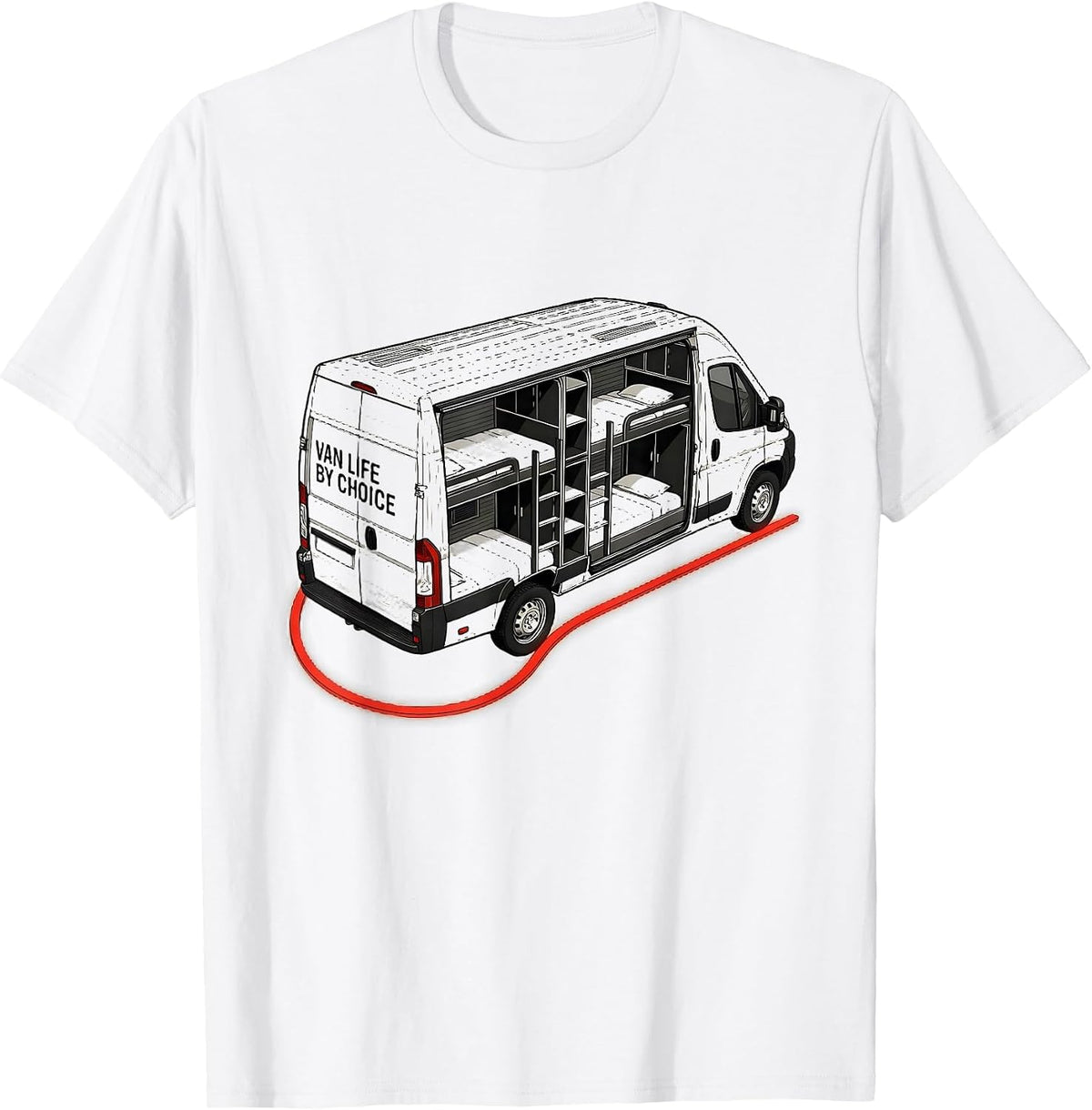 Men's Van Life By Choice Retro Vintage Van Dweller Nomads T-Shirt - White