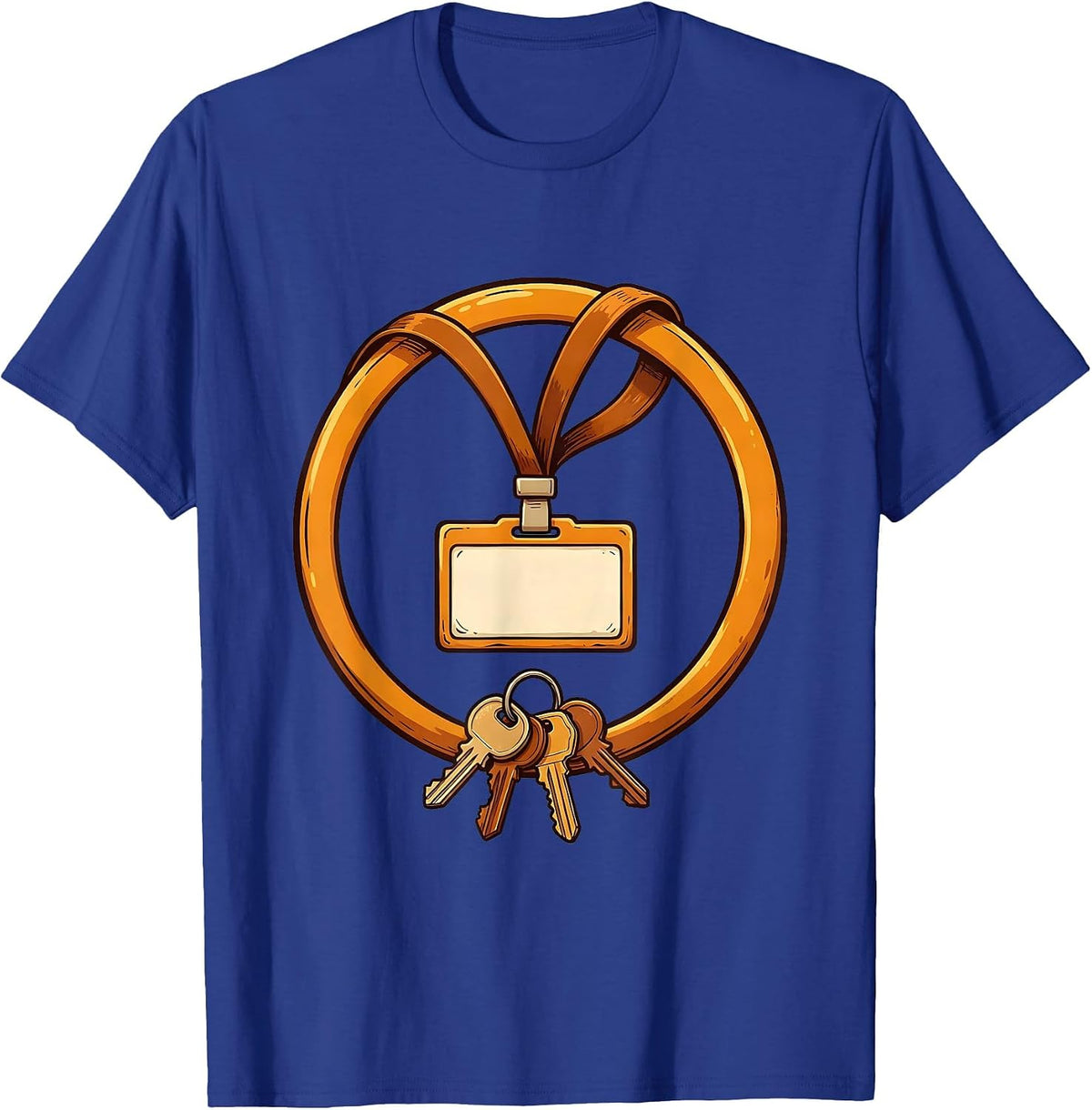 Men's Paraprofessional Lanyard Keys and Name Badge Graphic T-Shirt - Royal Blue