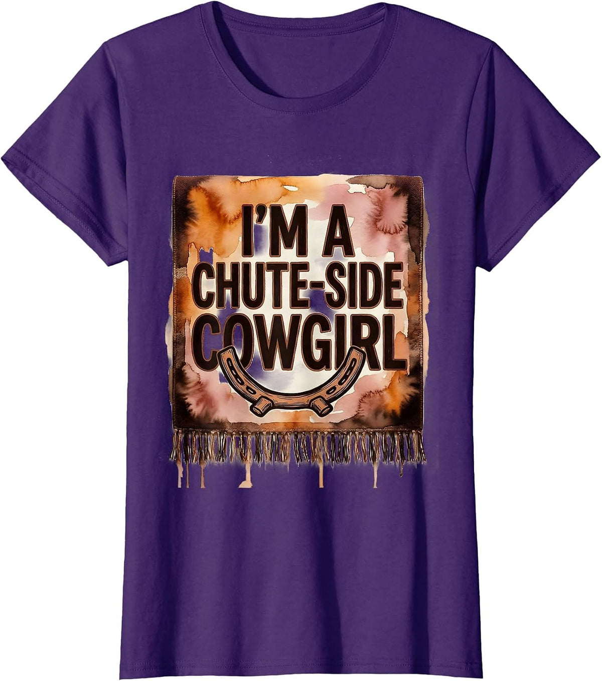 Women's I'm A Chute-Side Cowgirl Western Cowgirl Rodeo Pride Humor T-Shirt - Purple