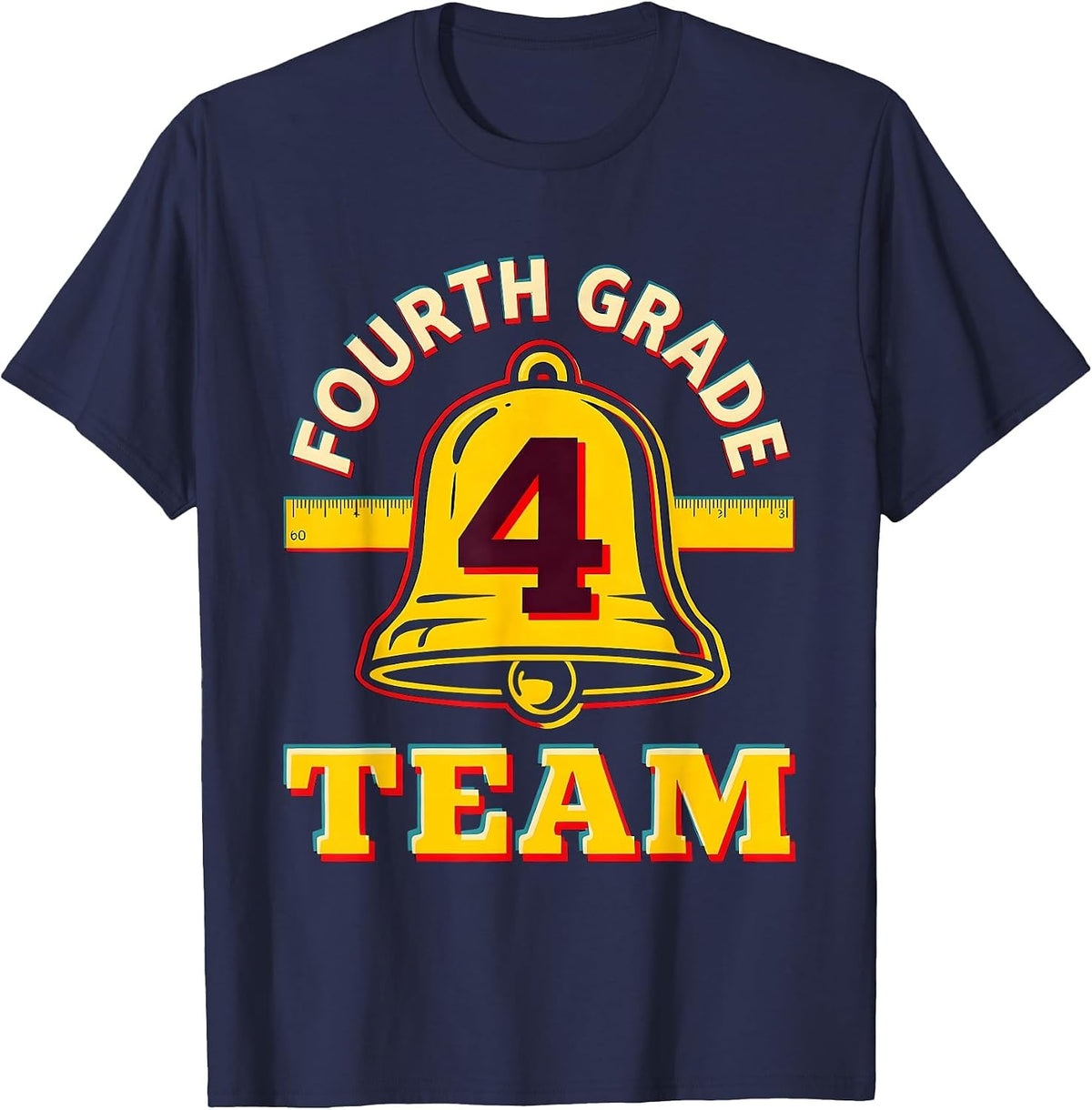 Fourth Grade Team Screenprint Poster Back To School Teacher T-Shirt - Navy Blue