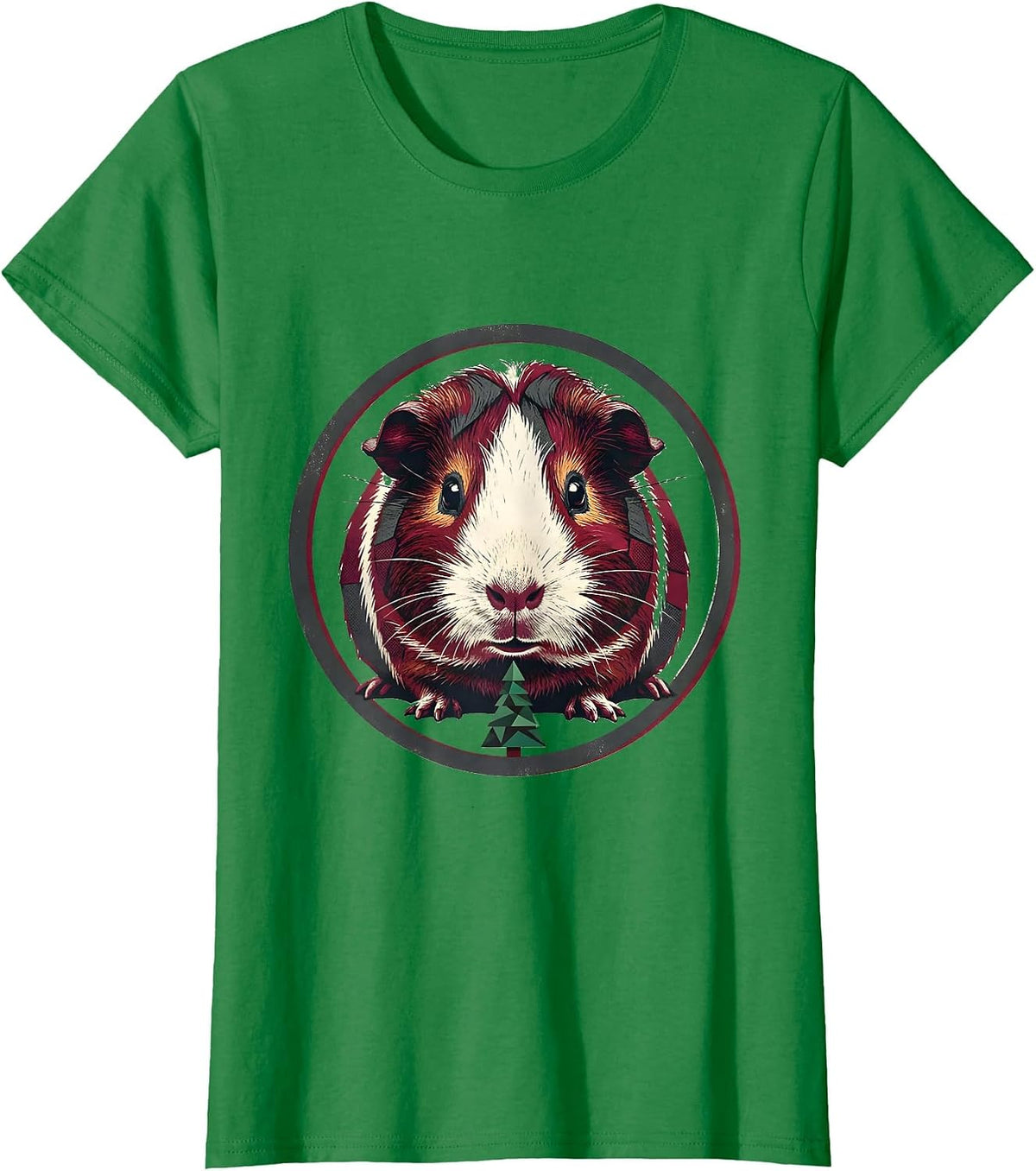 Guinea Pig Christmas Pet Lover Whimsical Holiday T-Shirt - Kelly Green