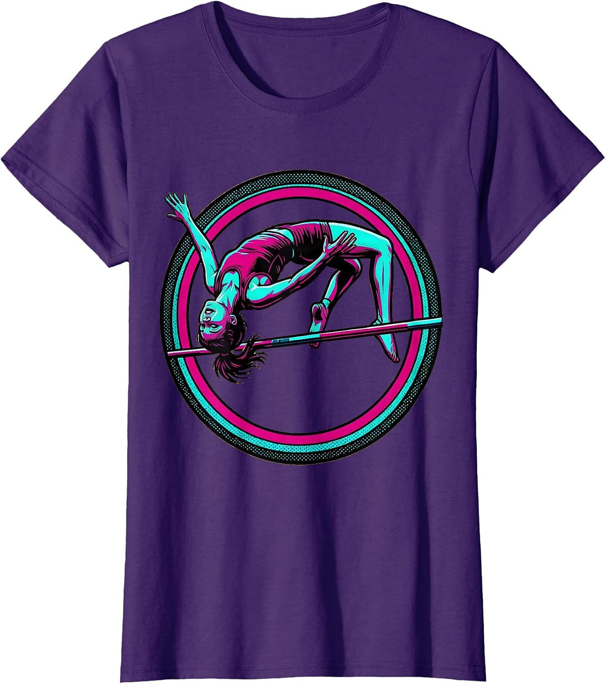 Women's High Jump Athletic Peak Arc Sports Graphic T-Shirt - Purple