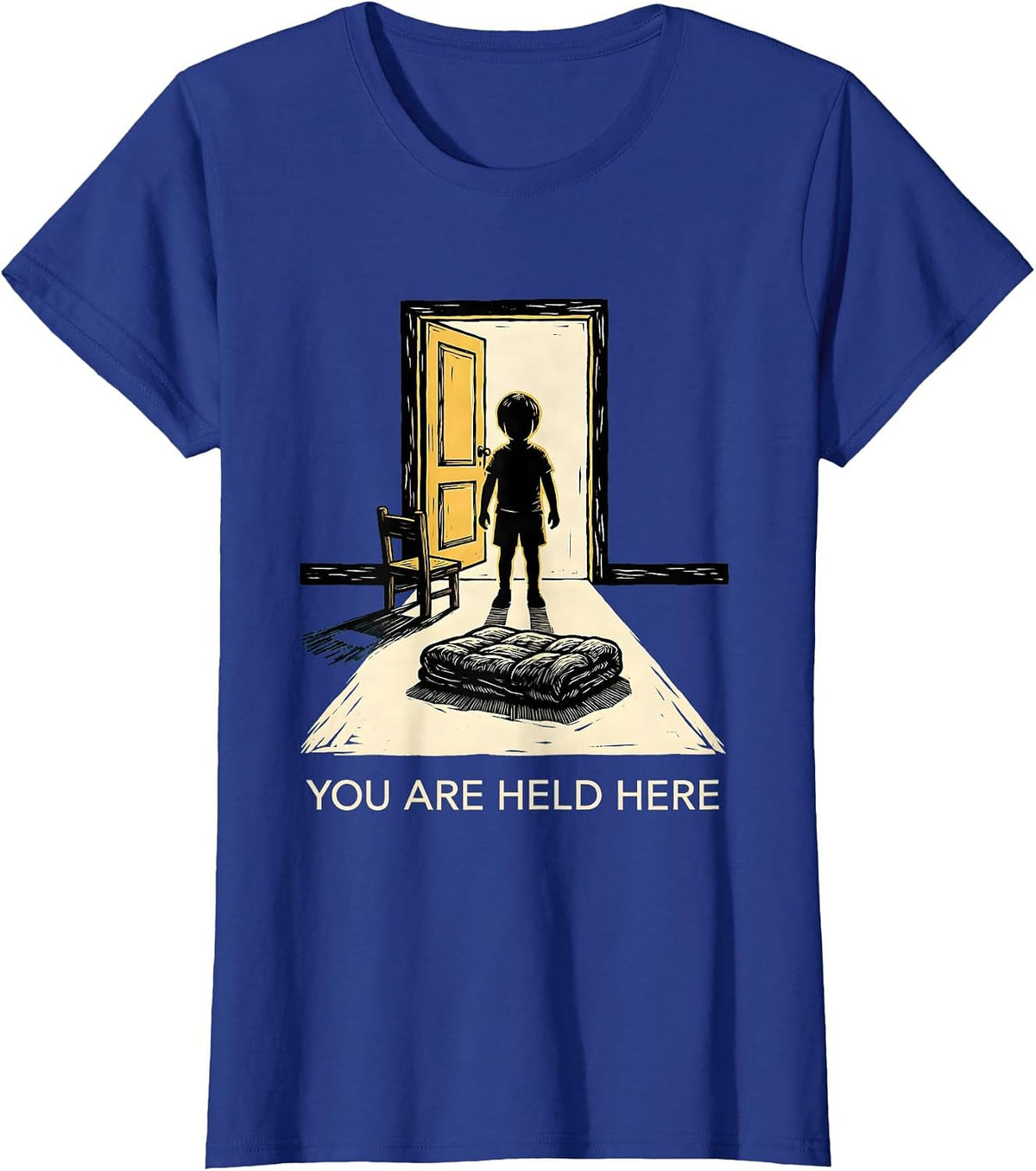 Women's You Are Held Here Linocut Mental Health Counselor Awareness T-Shirt - Royal Blue