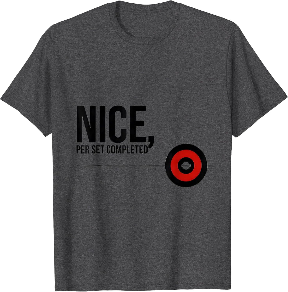 Nice Per Set Completed Funny Gym Bodybuilder Christmas T-Shirt - Dark Heather Grey