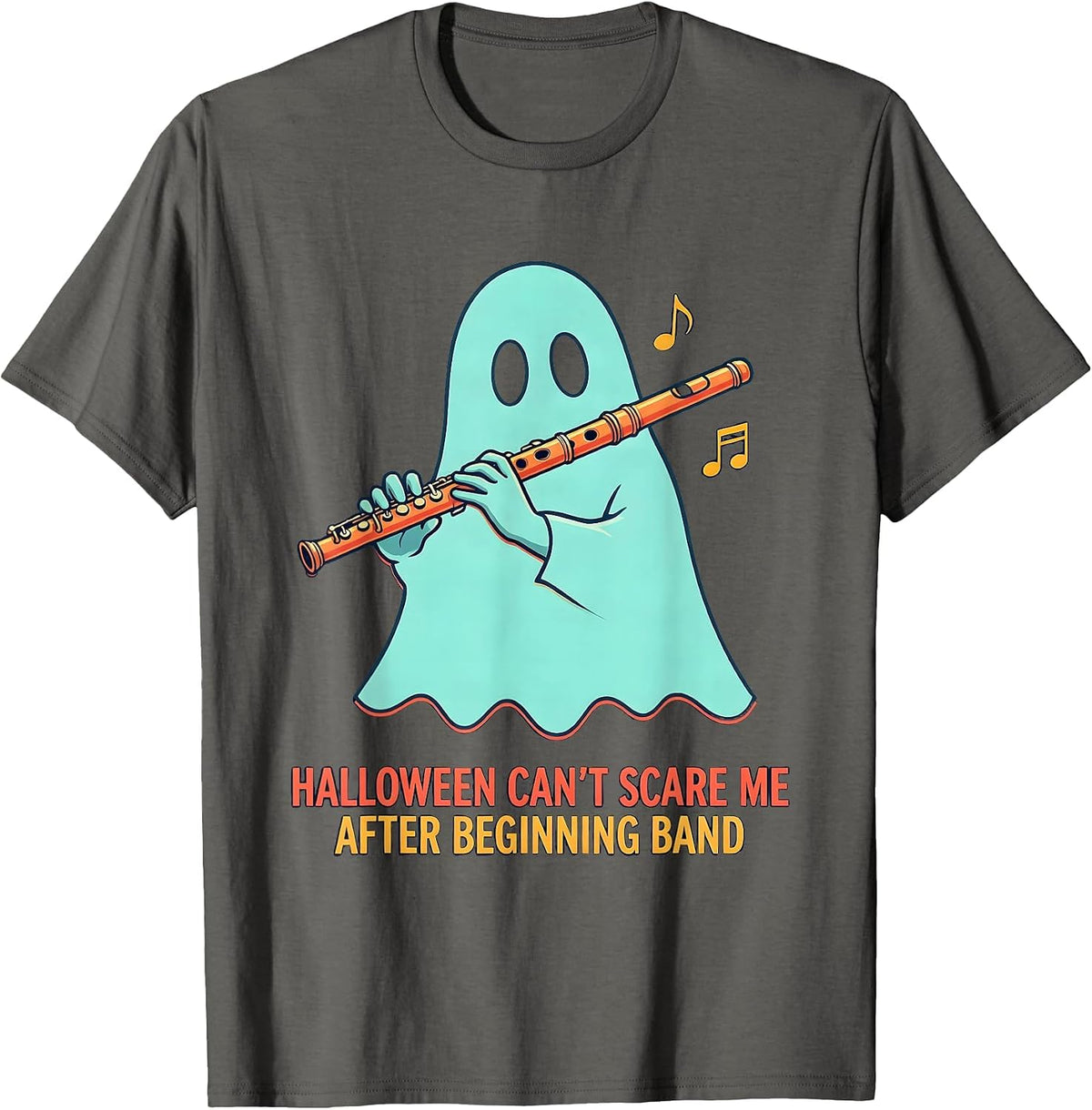 Men's Halloween Can't Scare Me After Beginning Band Music Teacher T-Shirt - Asphalt Grey