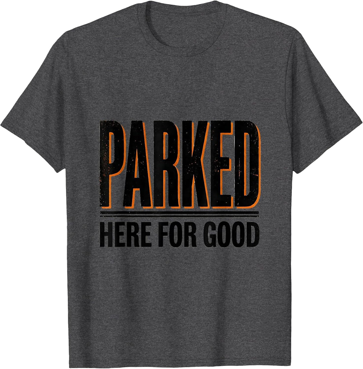 Men's Parked Here For Good Retro Van Life Nomads Vintage Van T-Shirt - Dark Heather Grey