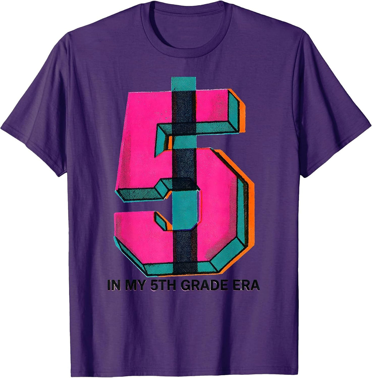 Men's In My 5th Grade Era Risograph Back To School Teacher Student T-Shirt - Purple