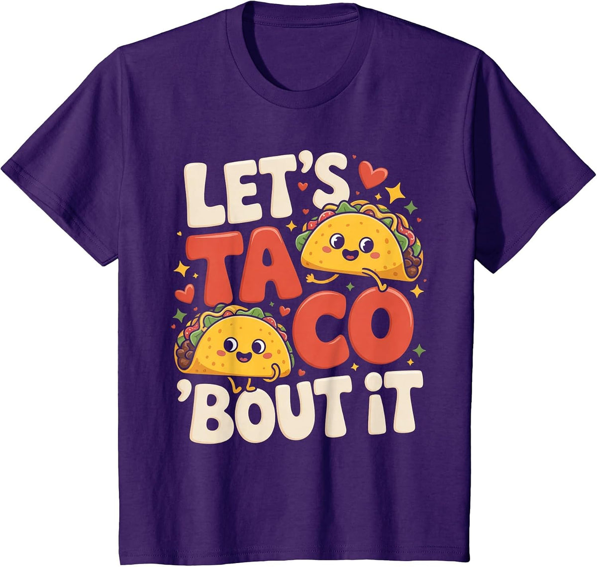 Let's Taco Bout It Funny Mexican Taco T-Shirt - Purple