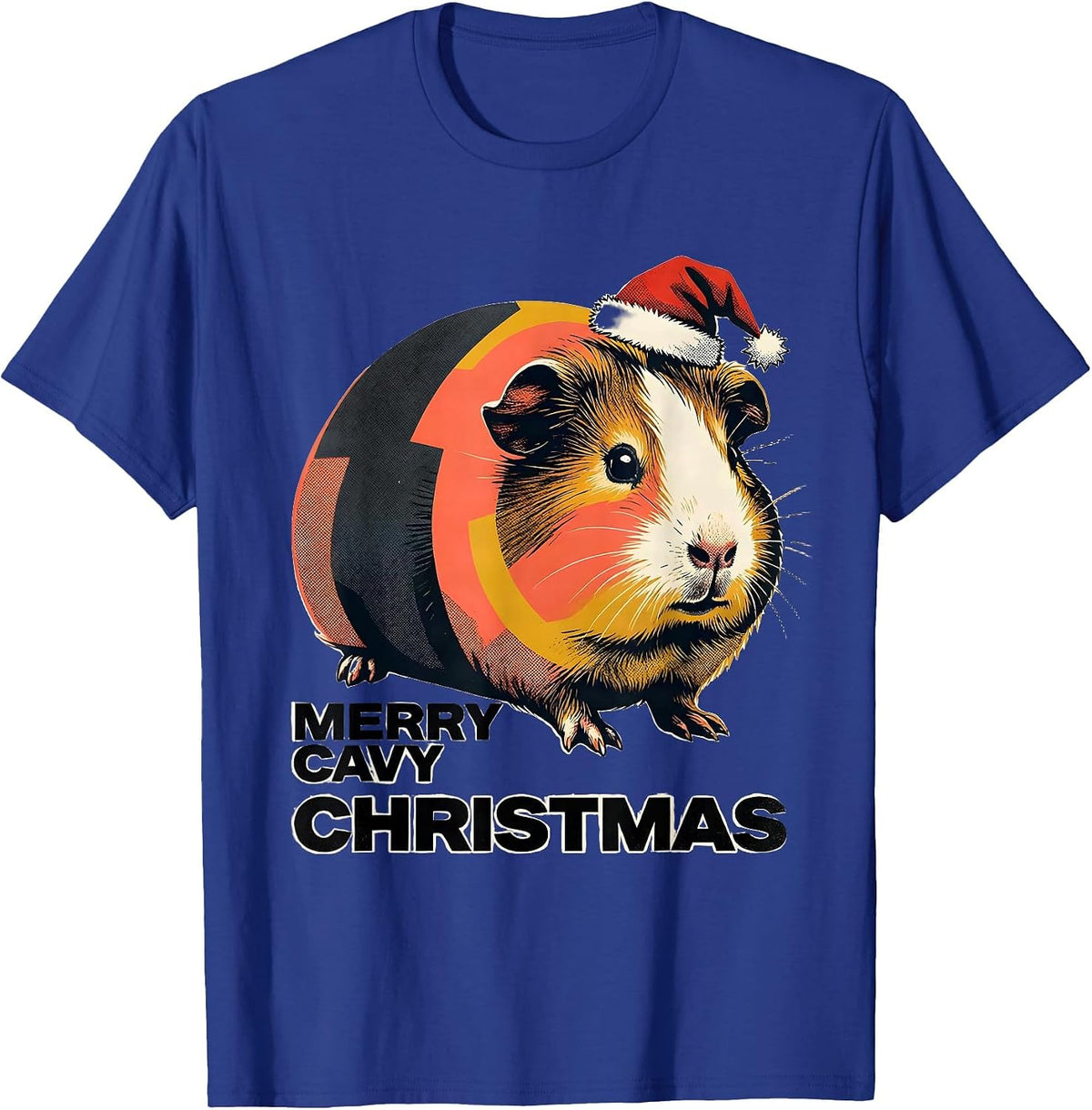 Men's Merry Cavy Christmas Midcentury Modern Guinea Pig Owner Pet T-Shirt - Royal Blue