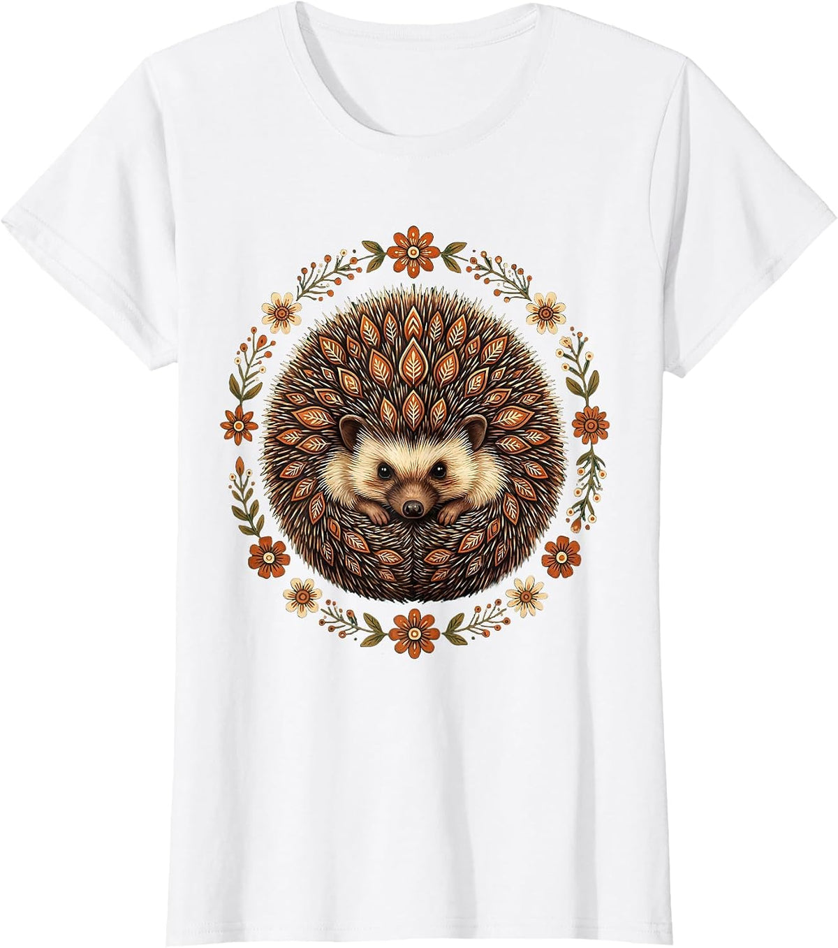 Cute Baby Hedgehog Curled Up Tiny Ball Design T-Shirt - White