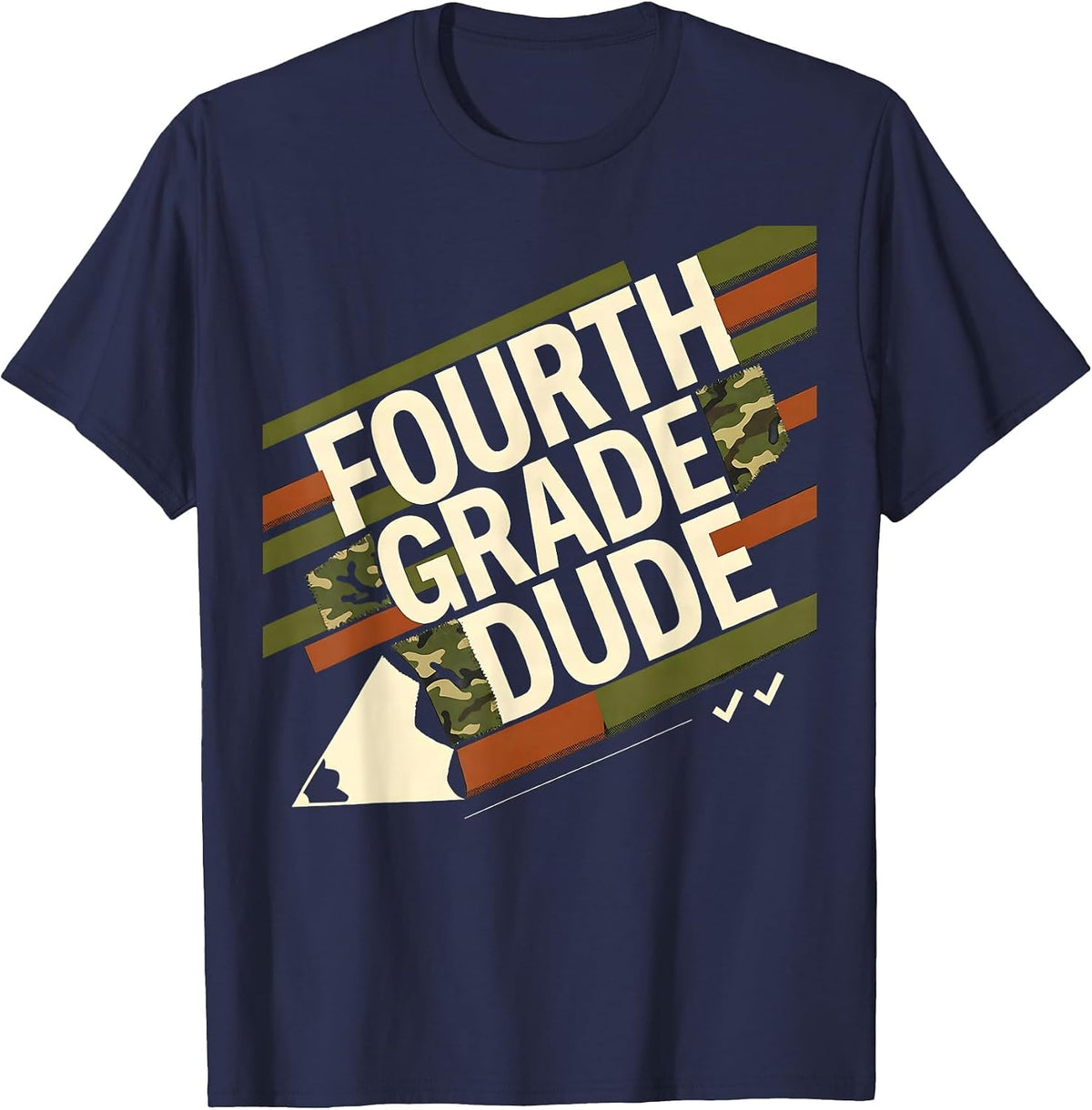 Fourth Grade Dude Camo Back To School Boys Teacher T-Shirt - Navy Blue
