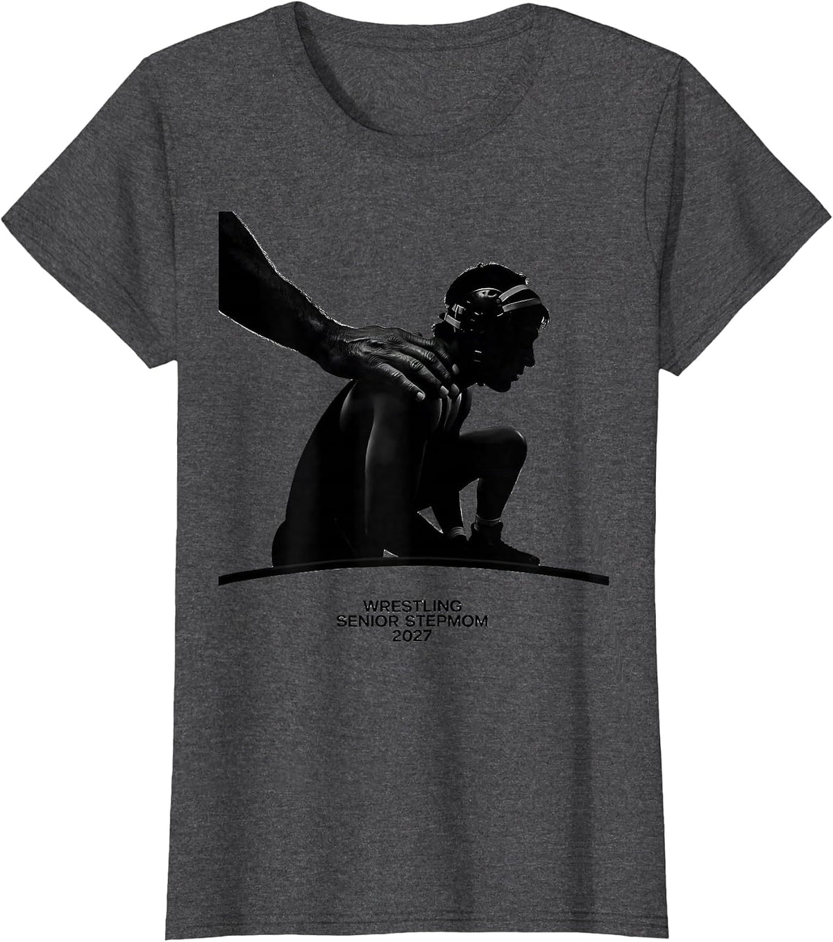 Women's Wrestling Senior Stepmom 2027 Graduation Senior Night T-Shirt - Dark Heather Grey