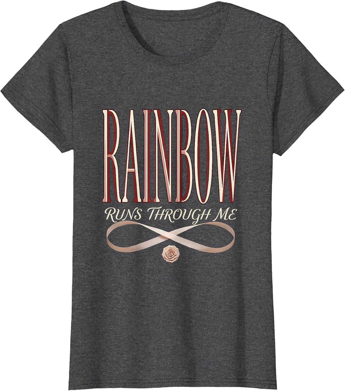 Women's Rainbow Runs Through Me Pride Graphic Design T-Shirt - Dark Heather Grey