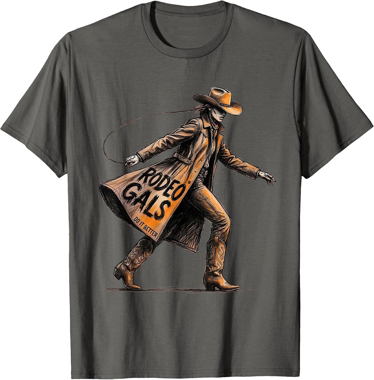 Men's Rodeo Gals Do It Better Western Cowgirl Design T-Shirt - Asphalt Grey