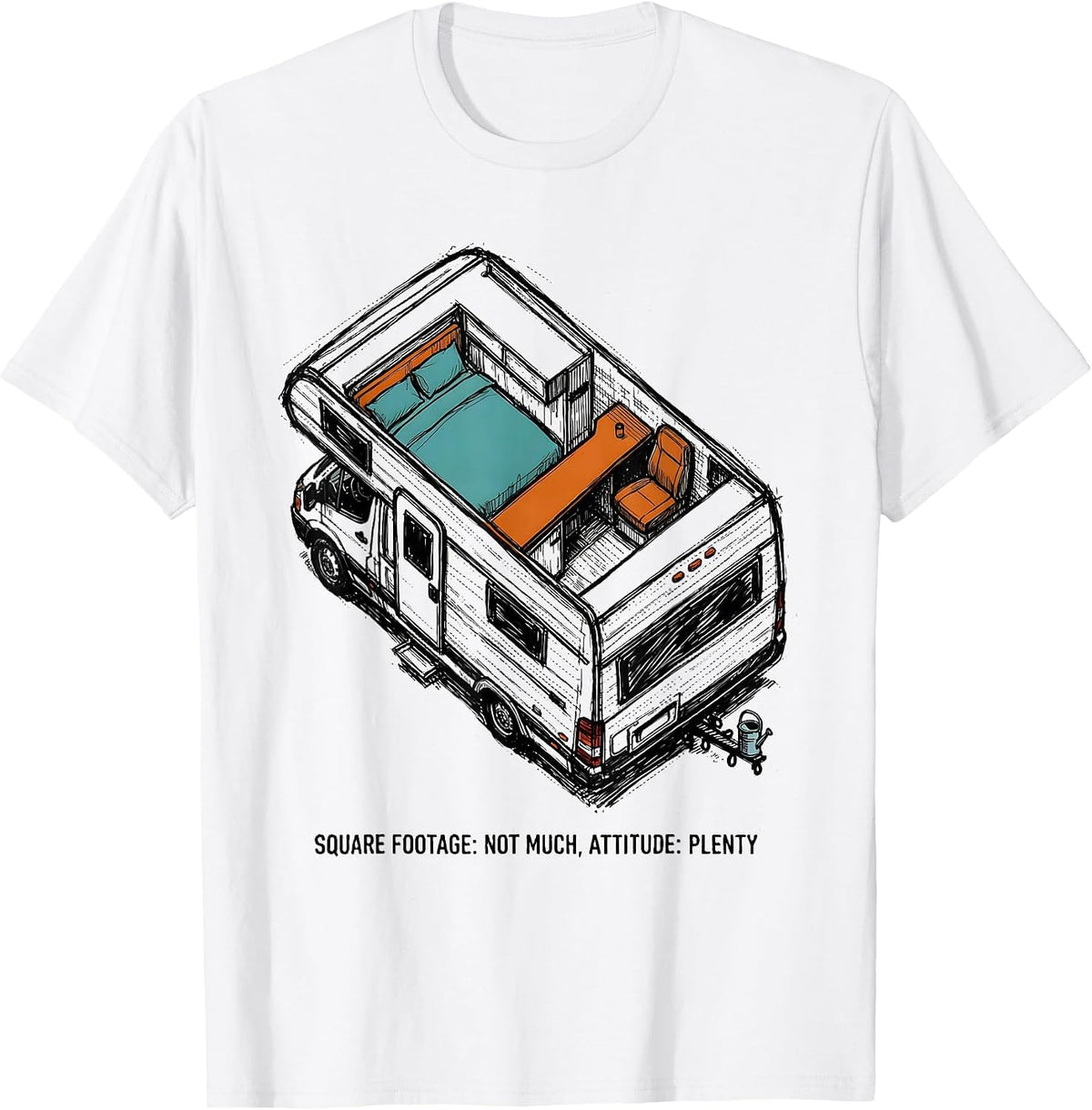 Men's Square Footage: Not Much, Attitude: Plenty Van Life T-Shirt - White