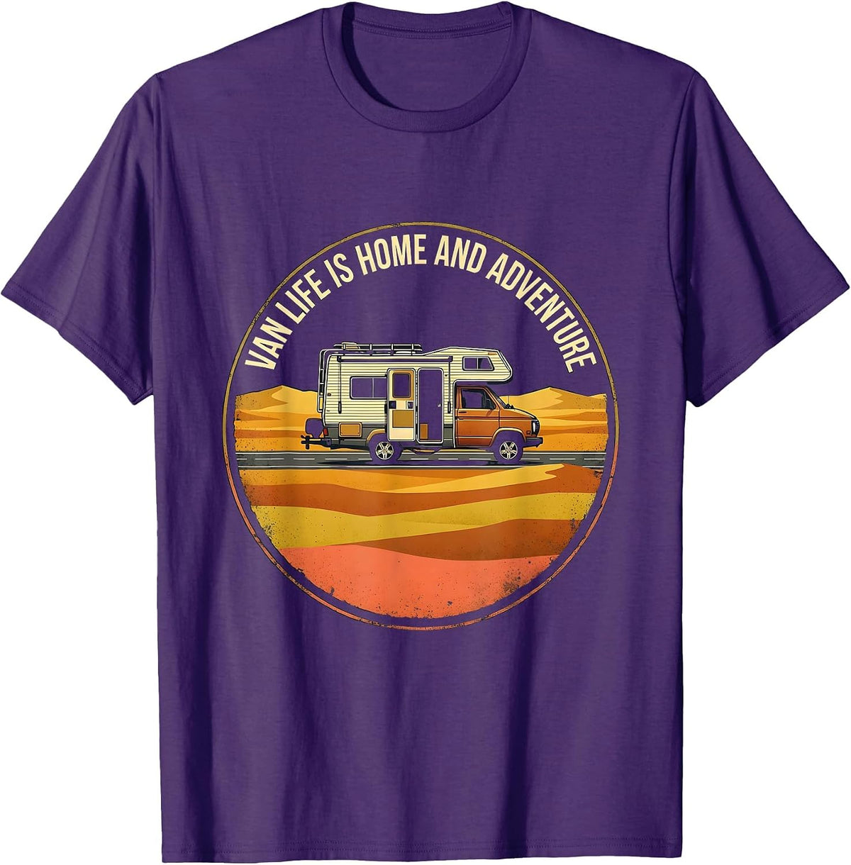 Van Life Is Home And Adventure Retro Camper Nomad Pride T-Shirt - Purple